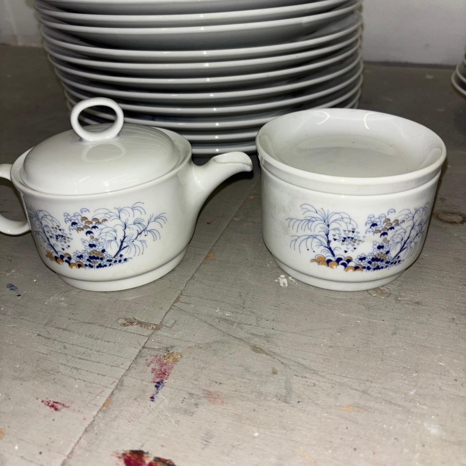 Modern Richard Ginori Complete Willow Pattern Dinnerware Set For Sale