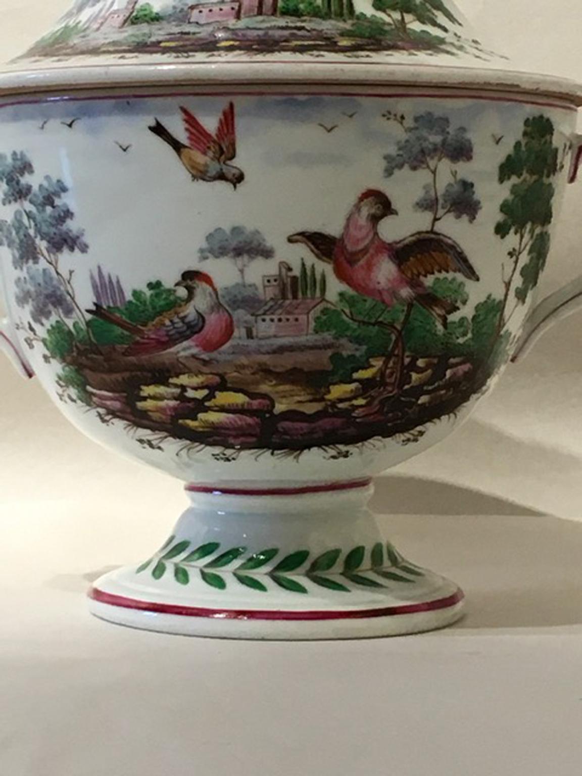 Italy Richard Ginori Doccia 19th Century Porcelain Covered Vase with Landscape For Sale 5