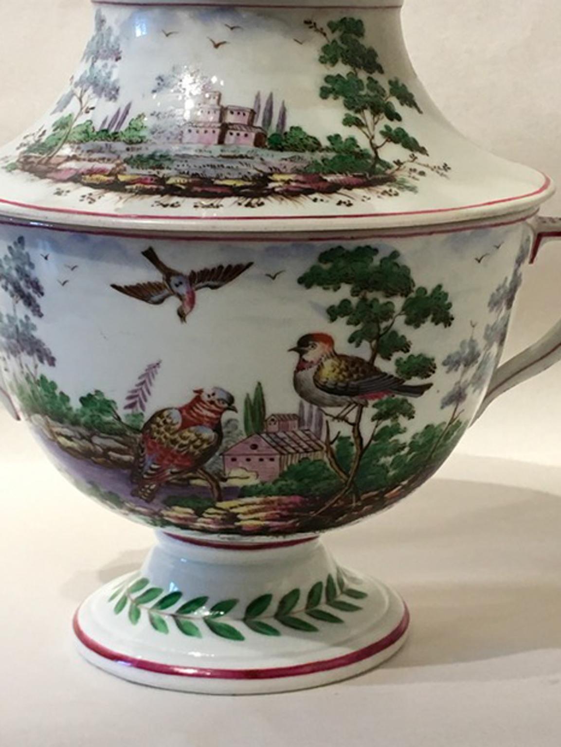 Italy Richard Ginori Doccia 19th Century Porcelain Covered Vase with Landscape For Sale 6