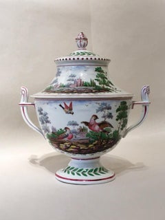Italy Richard Ginori Doccia 19th Century Porcelain Covered Vase with Landscape