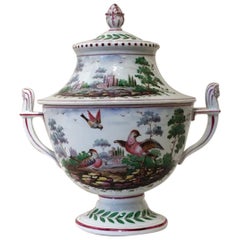 Italia Richard Ginori Doccia Vaso coperto in porcellana del XIX secolo con paesaggio