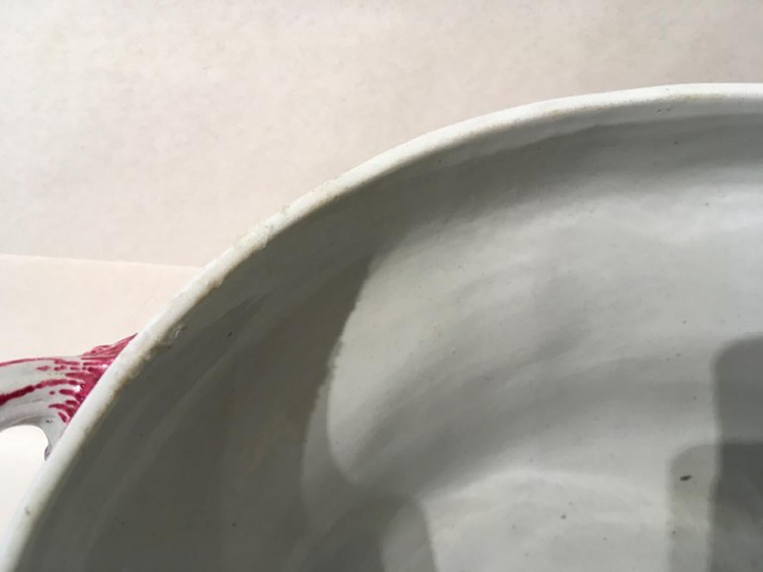 Italie Richard Ginori Bol à Soupe en Porcelaine Décor Rouge Bleu Milieu du 18ème siècle en vente 4