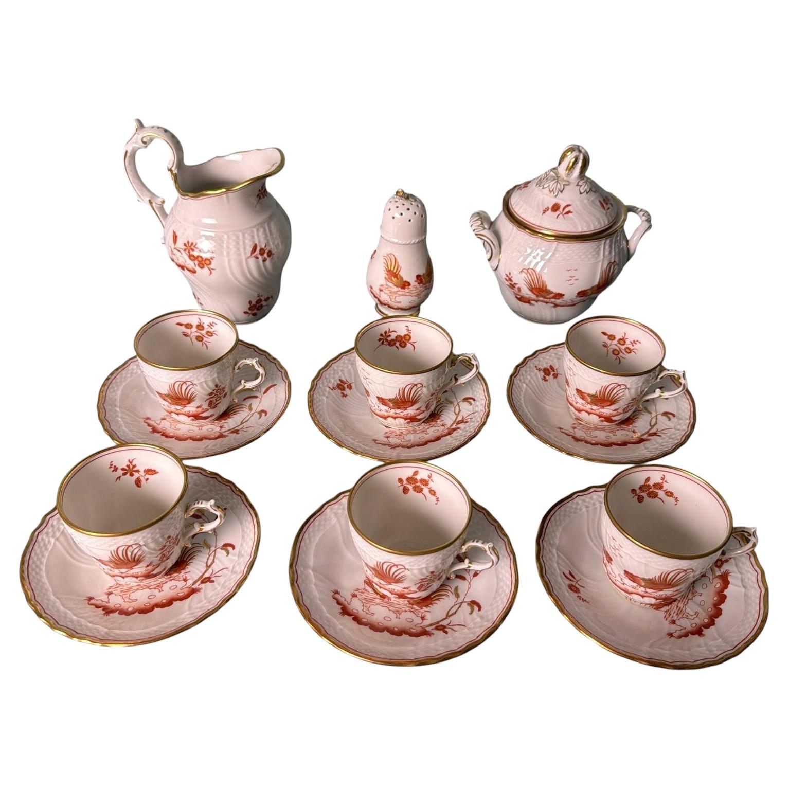 Richard Ginori “Galli Rossi” Porcelain Coffee Set, Doccia Manufactory, Florence