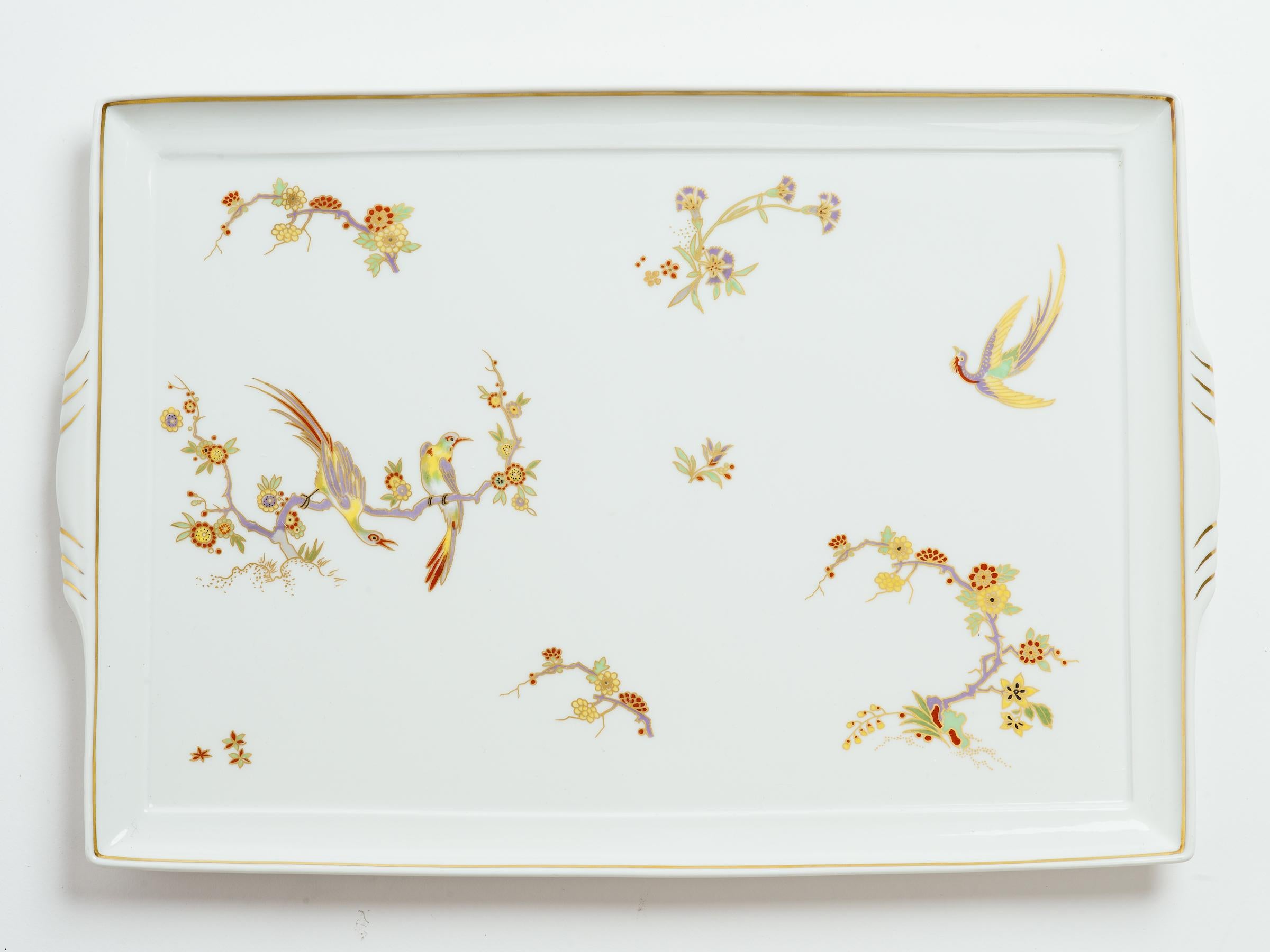 Richard Ginori Birds of Paradise Gilt Decorated Porcelain Tray 1