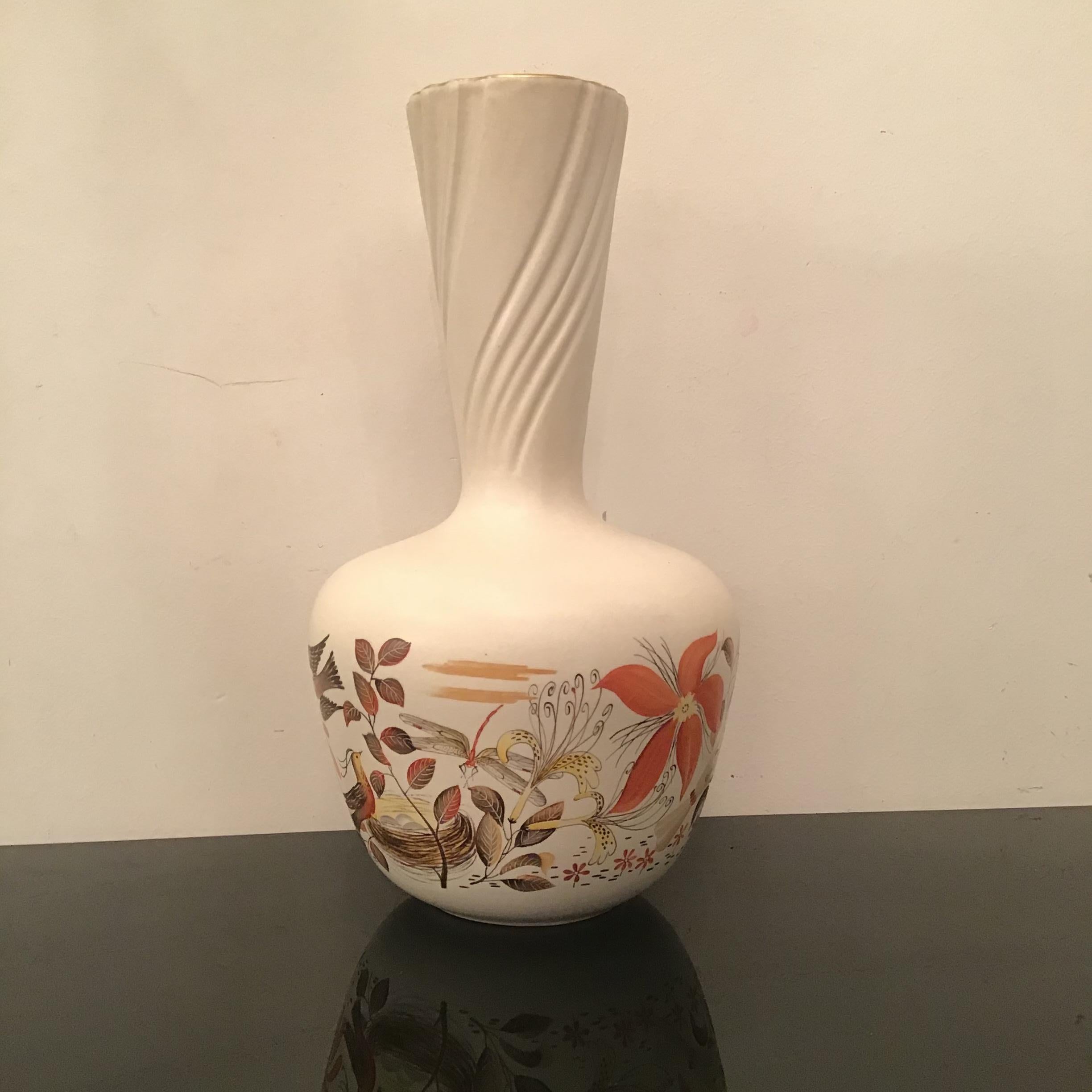 Italian Richard Ginori “Giovanni Gariboldi “ Ceramic Vase 1950 Italy  For Sale