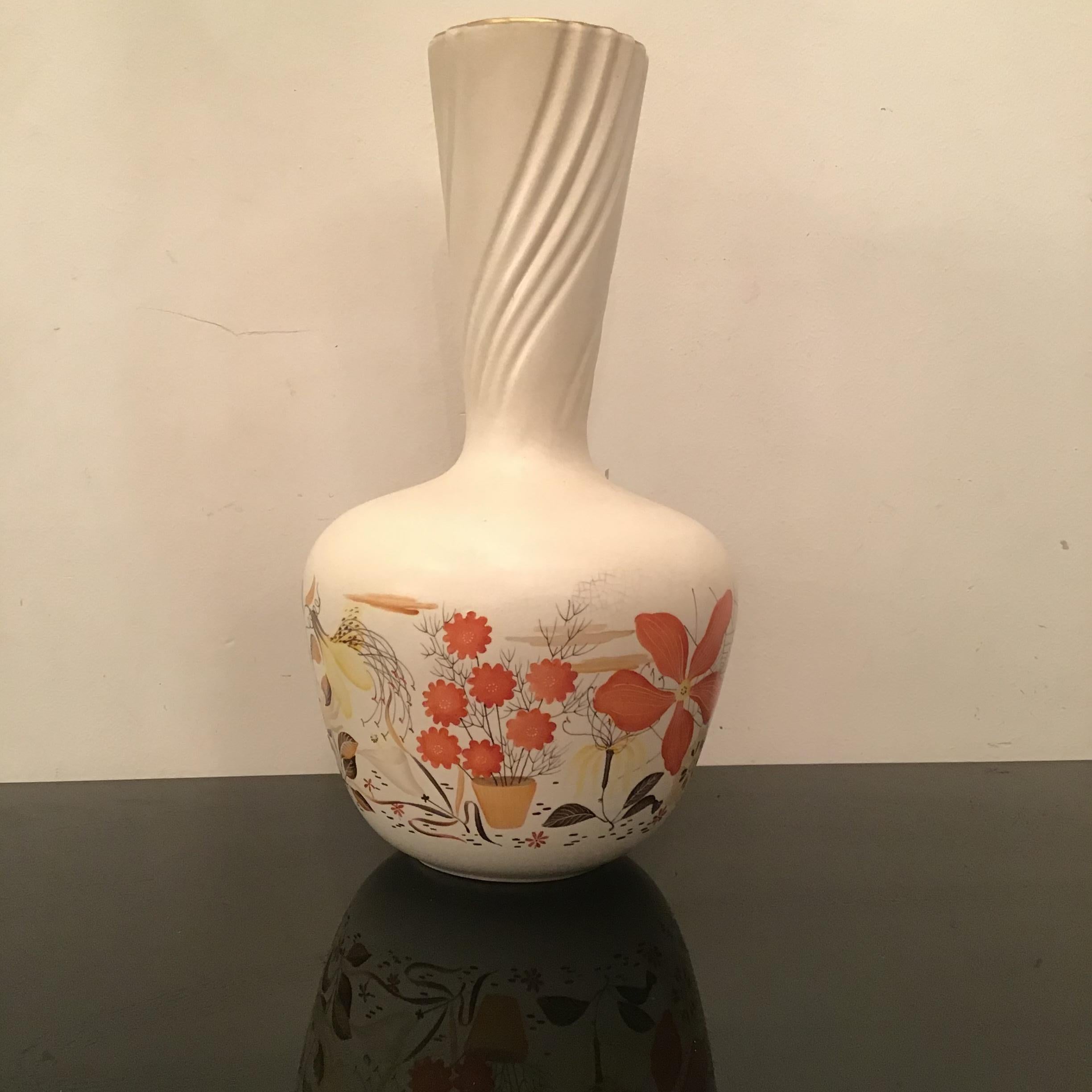 Richard Ginori “Giovanni Gariboldi “ Ceramic Vase 1950 Italy  For Sale 1