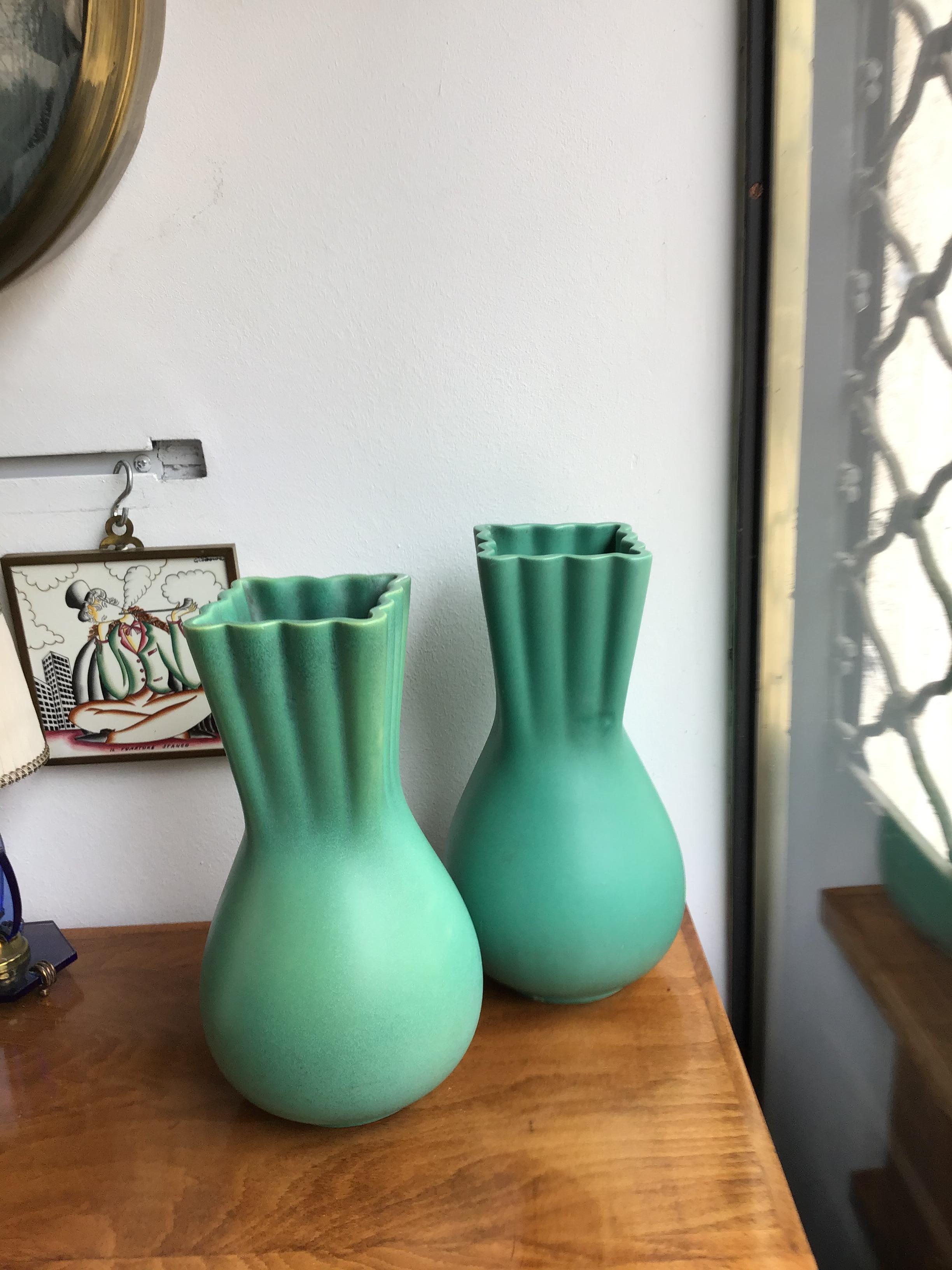 Richard Ginori Vase vert Giovanni Gariboldi Céramique:: 1950:: Italie en vente 6