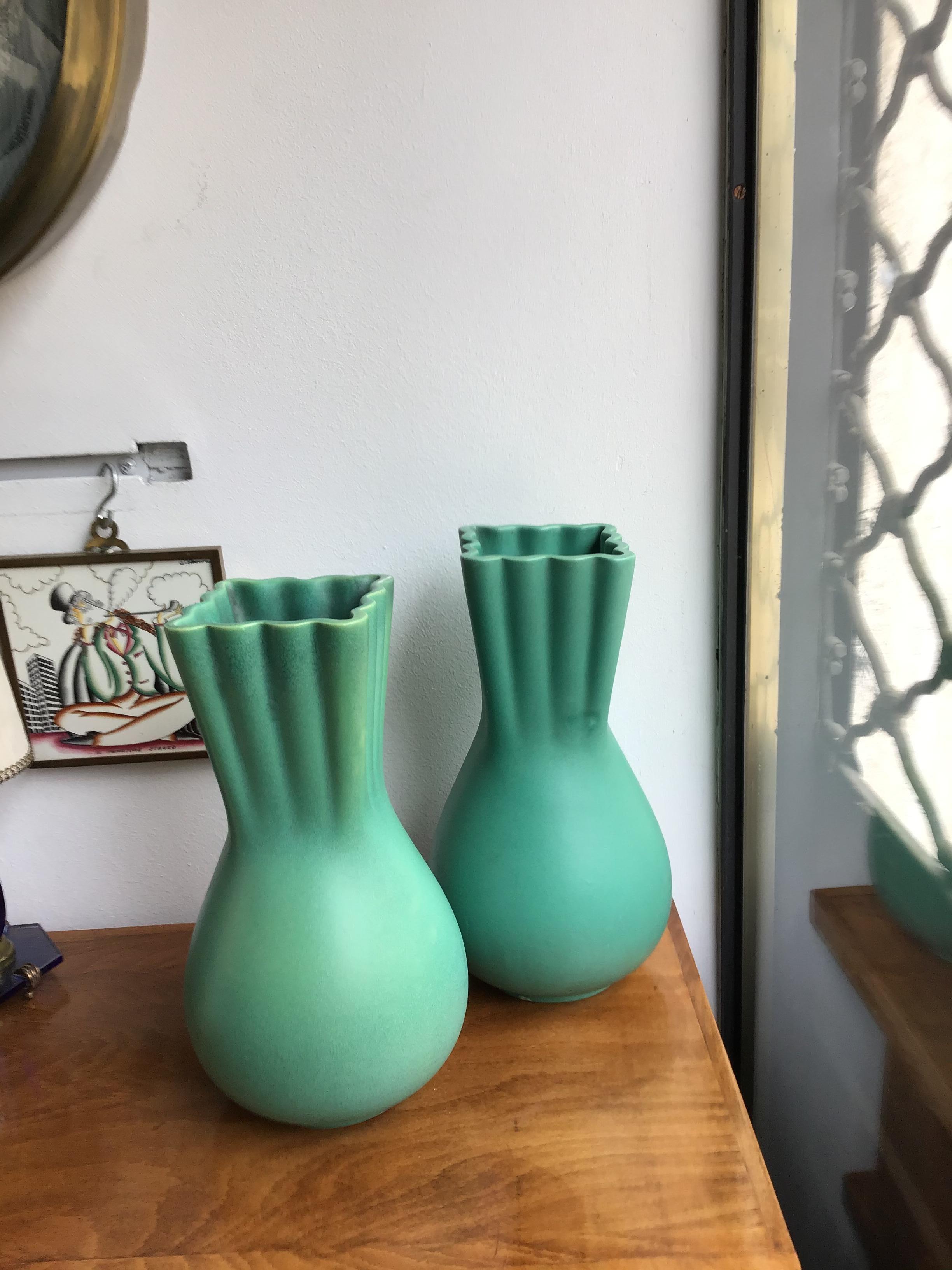 Richard Ginori Vase vert Giovanni Gariboldi Céramique:: 1950:: Italie en vente 7