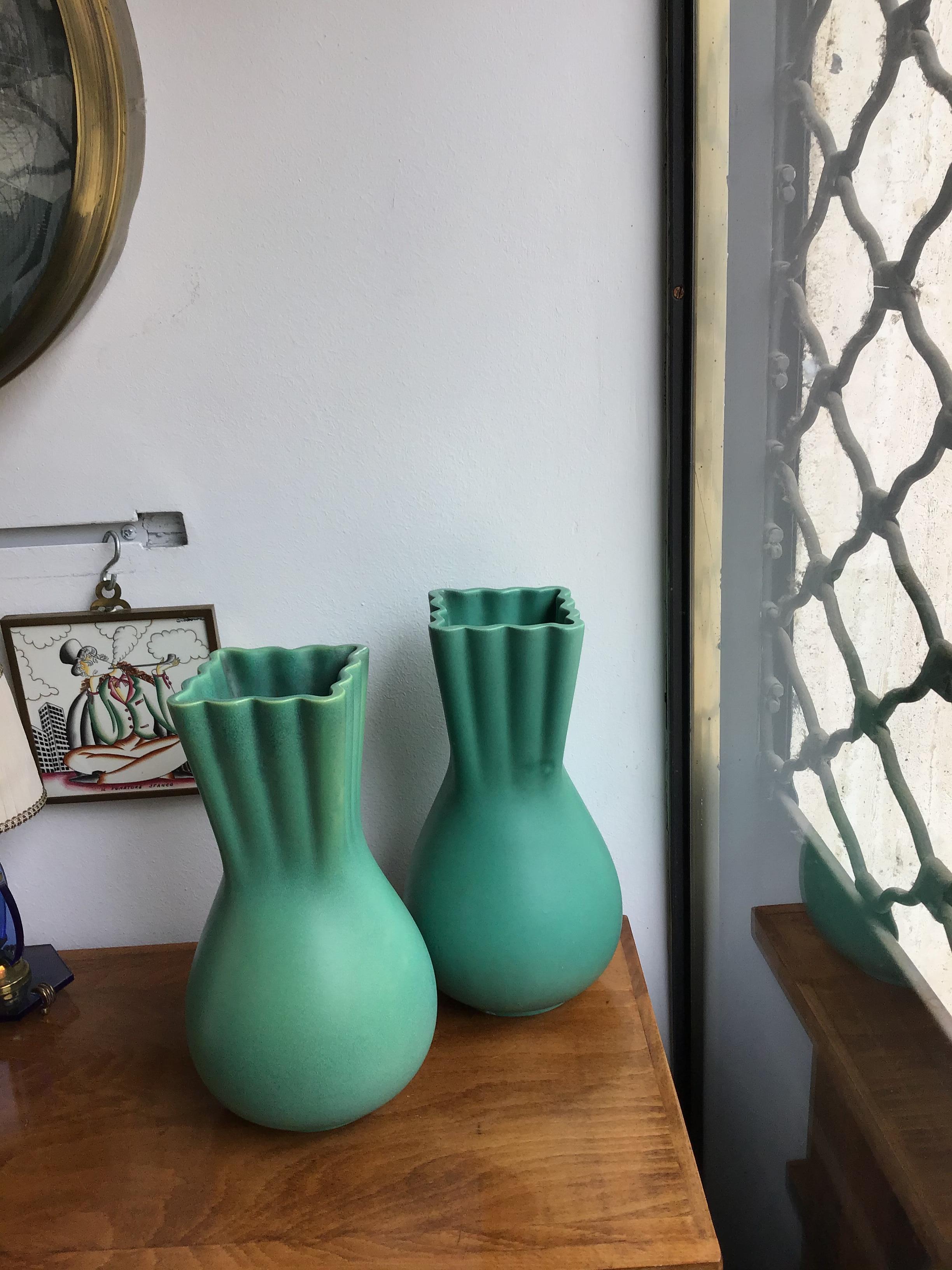 Richard Ginori Vase vert Giovanni Gariboldi Céramique:: 1950:: Italie en vente 3