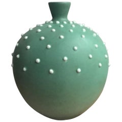 Richard Ginori Giovanni Gariboldi "Mina” Vase Green Ceramic, 1950, Italy