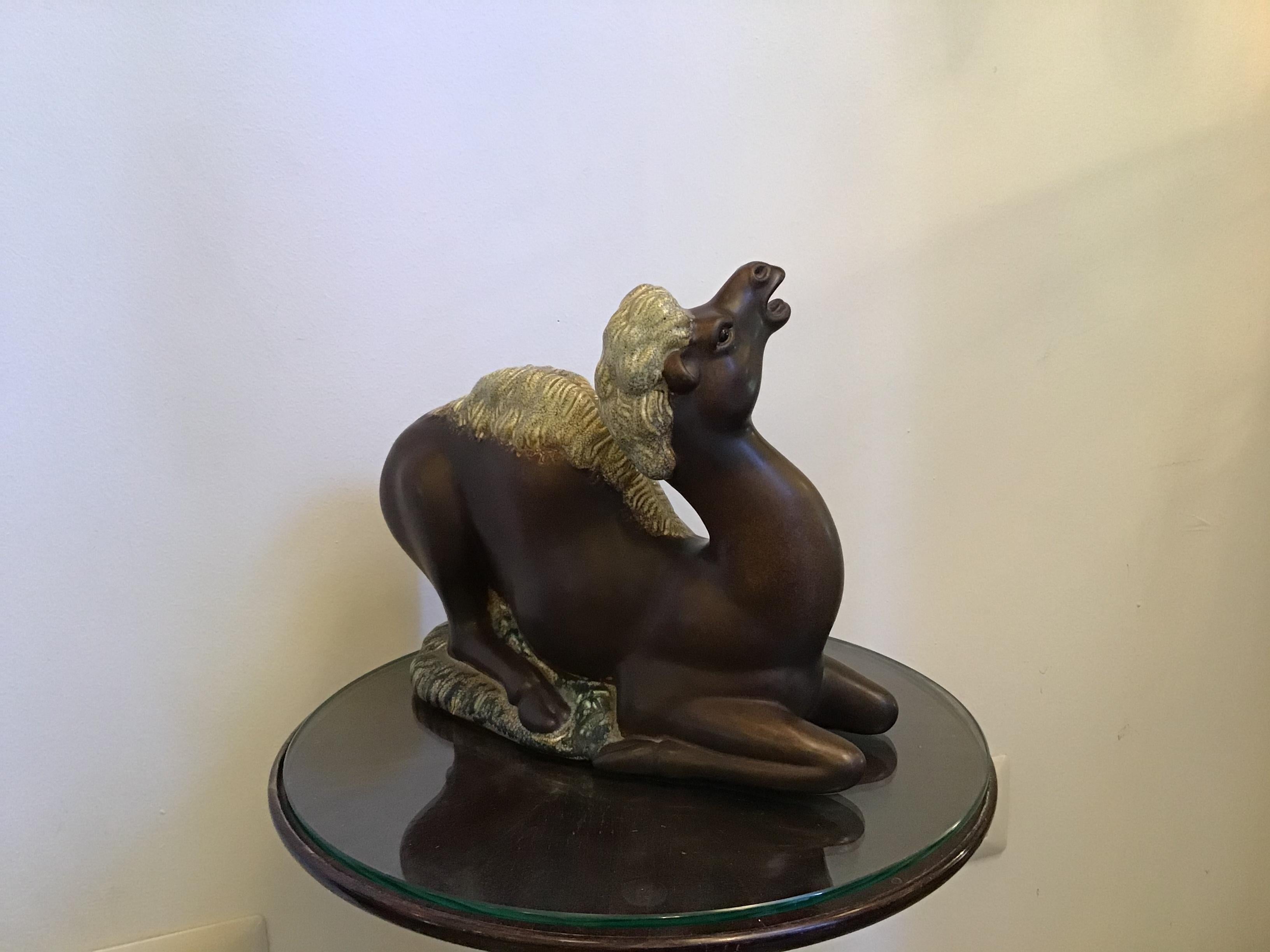 Art Deco Richard Ginori Giovanni Gariboldi San Cristoforo Dromedary Ceramic, 1936, Italy For Sale