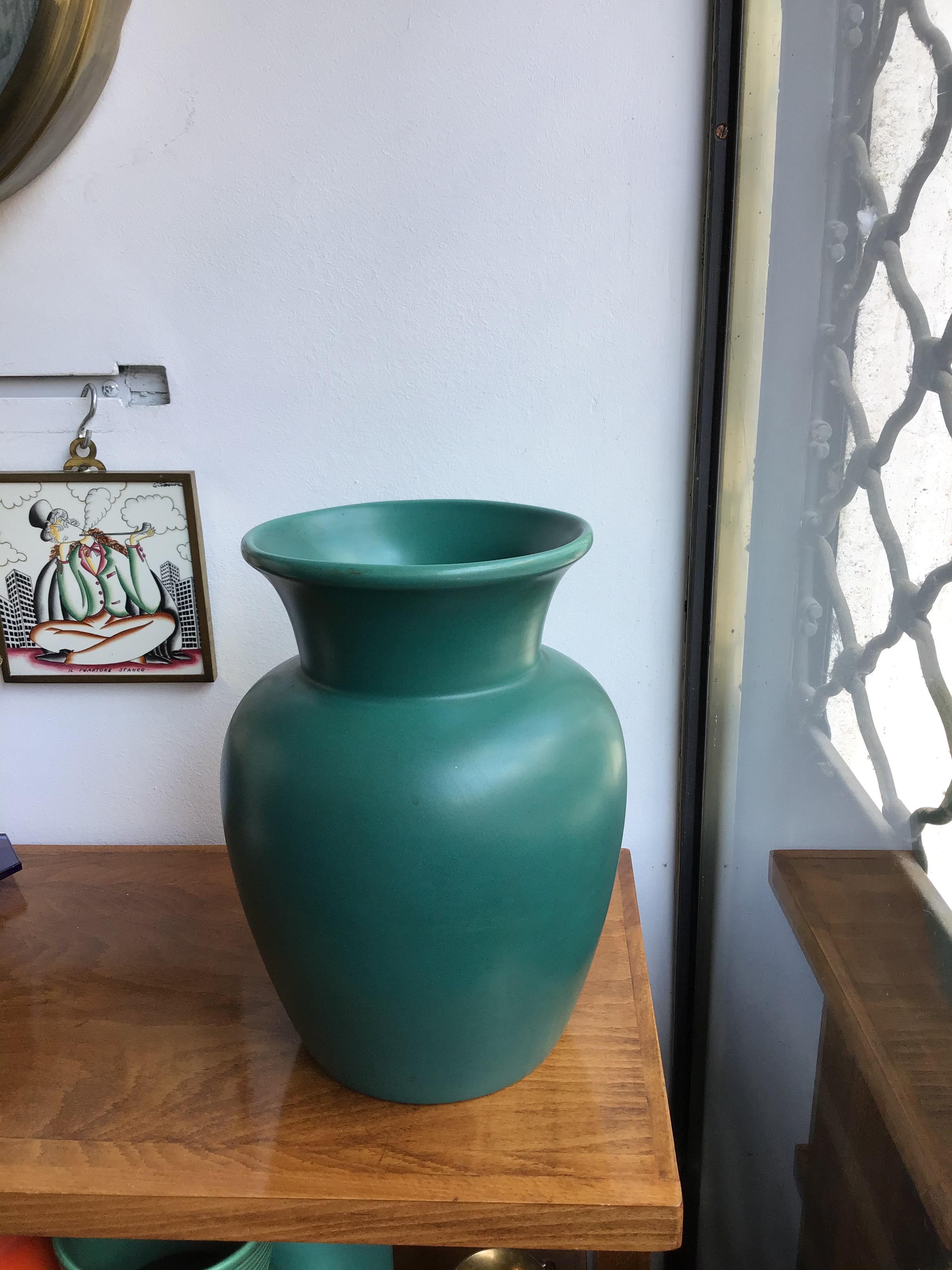 Richard Ginori Giovanni Gariboldi Vase Green Ceramic, 1950, Italy 4