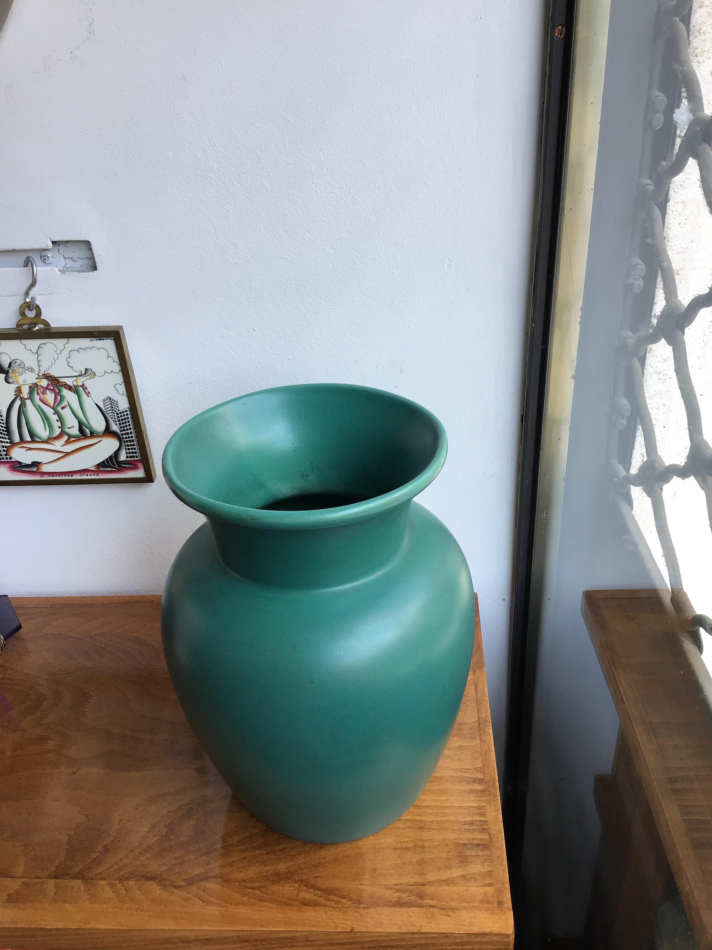 Richard Ginori Giovanni Gariboldi Vase Green Ceramic, 1950, Italy 5