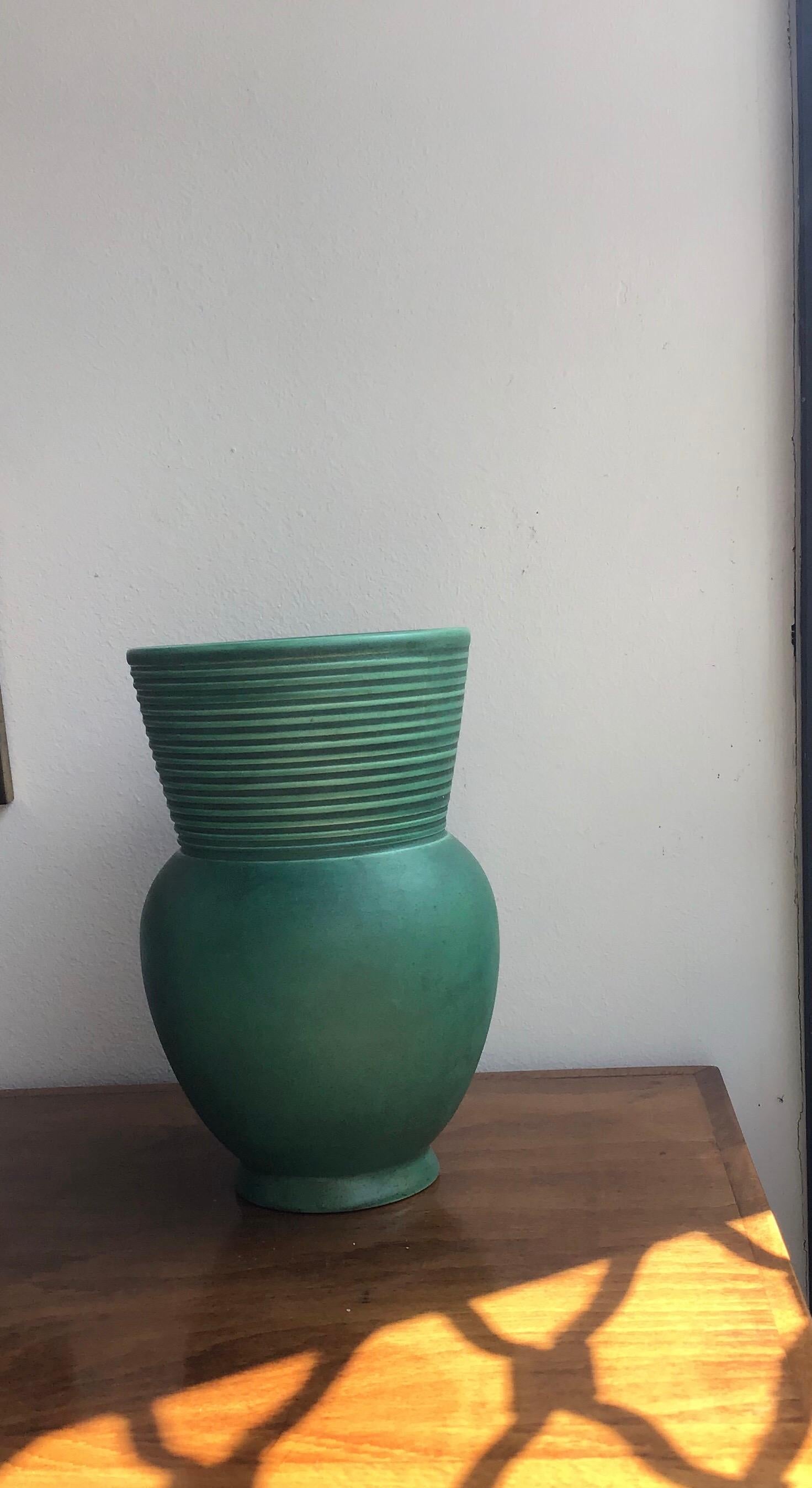 Richard Ginori Giovanni Gariboldi Vase Green Ceramic 1950 Italy 7