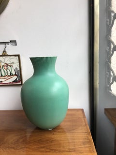 Richard Ginori Giovanni Gariboldi Vase Green Ceramic, 1950, Italy
