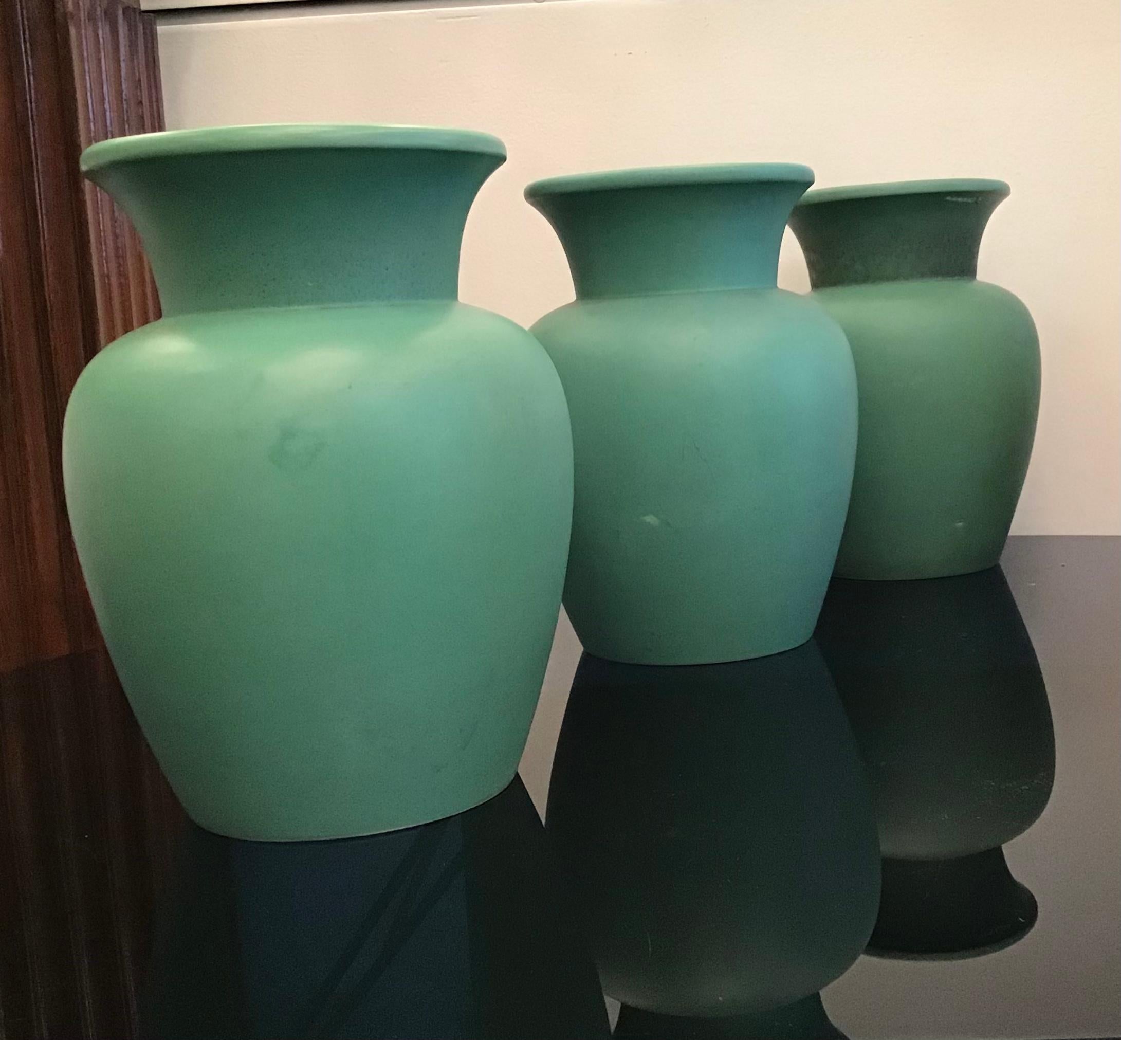 Richard Ginori Giovanni Gariboldi vase green ceramic, 1950, Italy.