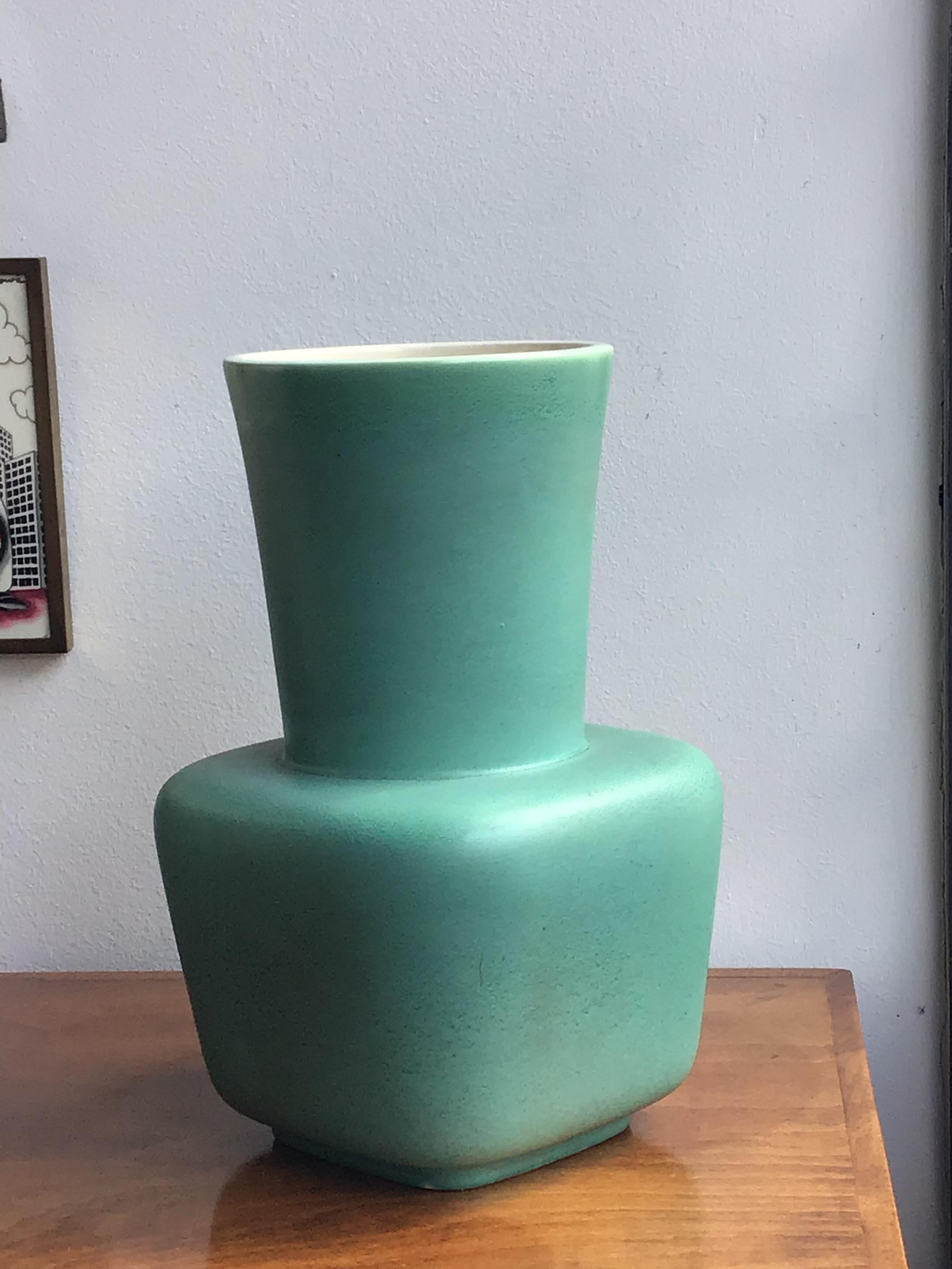 Other Richard Ginori Giovanni Gariboldi Vase Green Ceramic, 1950, Italy For Sale