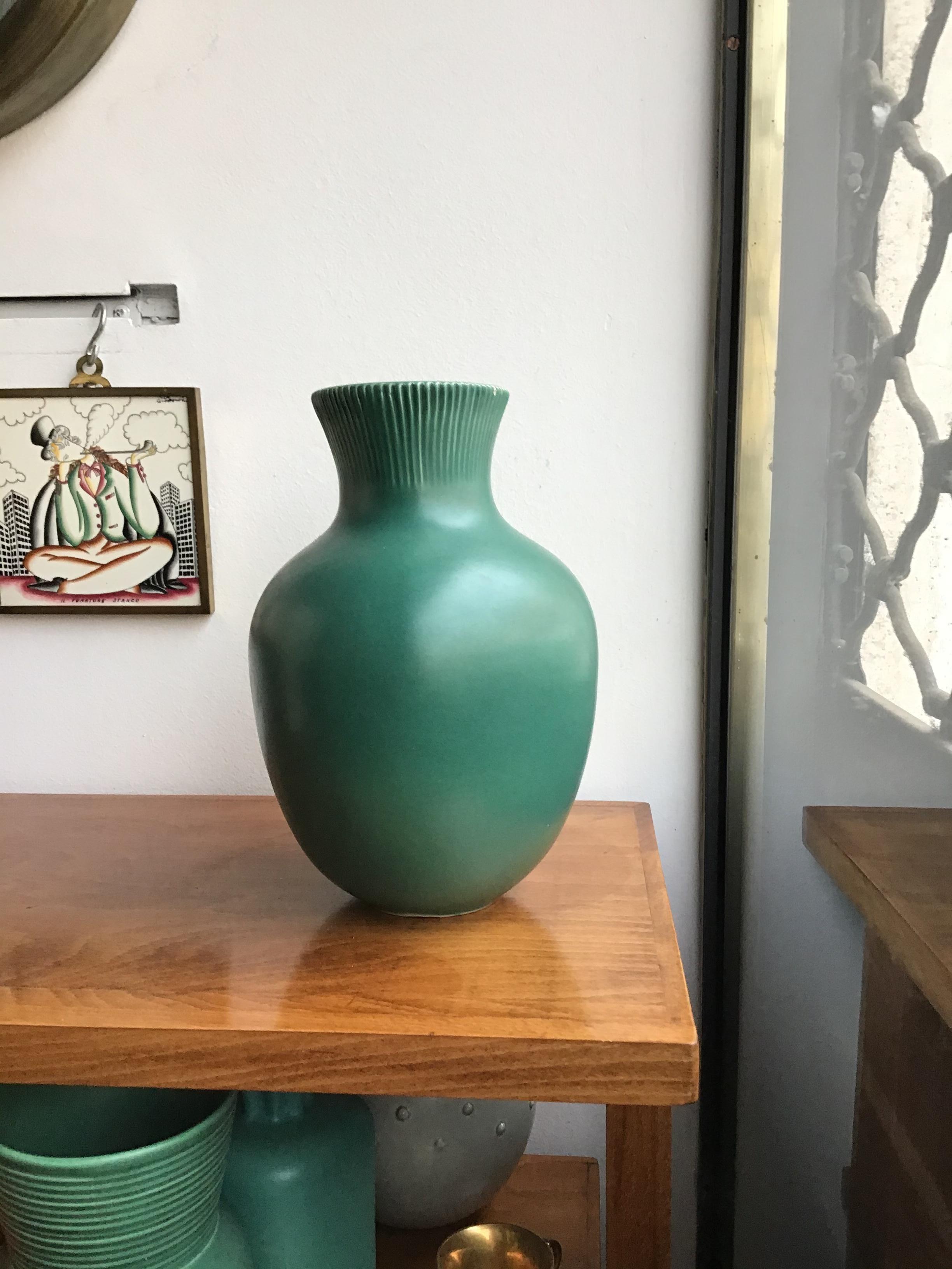 Other Richard Ginori Giovanni Gariboldi Vase Green Ceramic 1950 Italy 