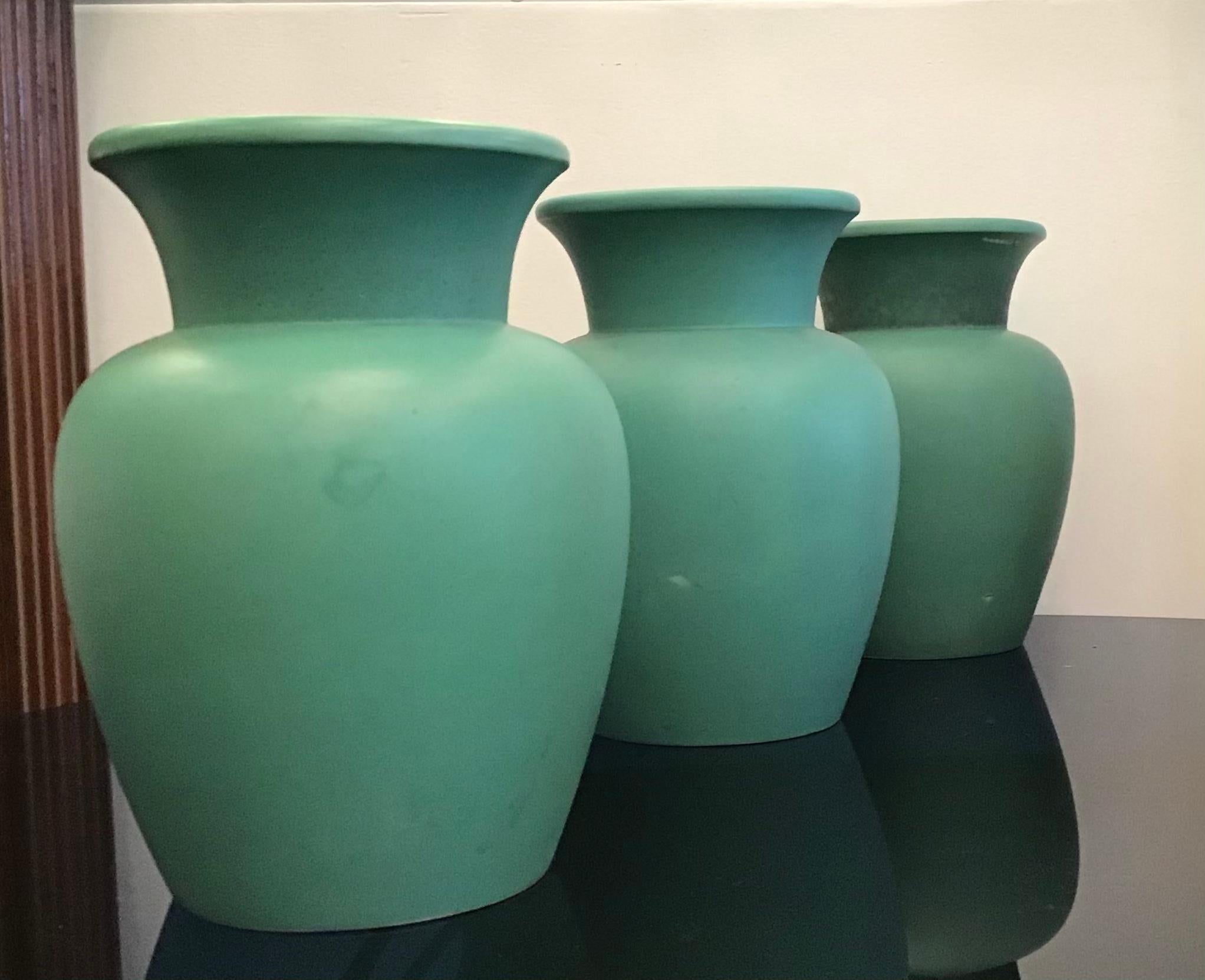 Richard Ginori Giovanni Gariboldi Vase Green Ceramic, 1950, Italy In Excellent Condition In Milano, IT