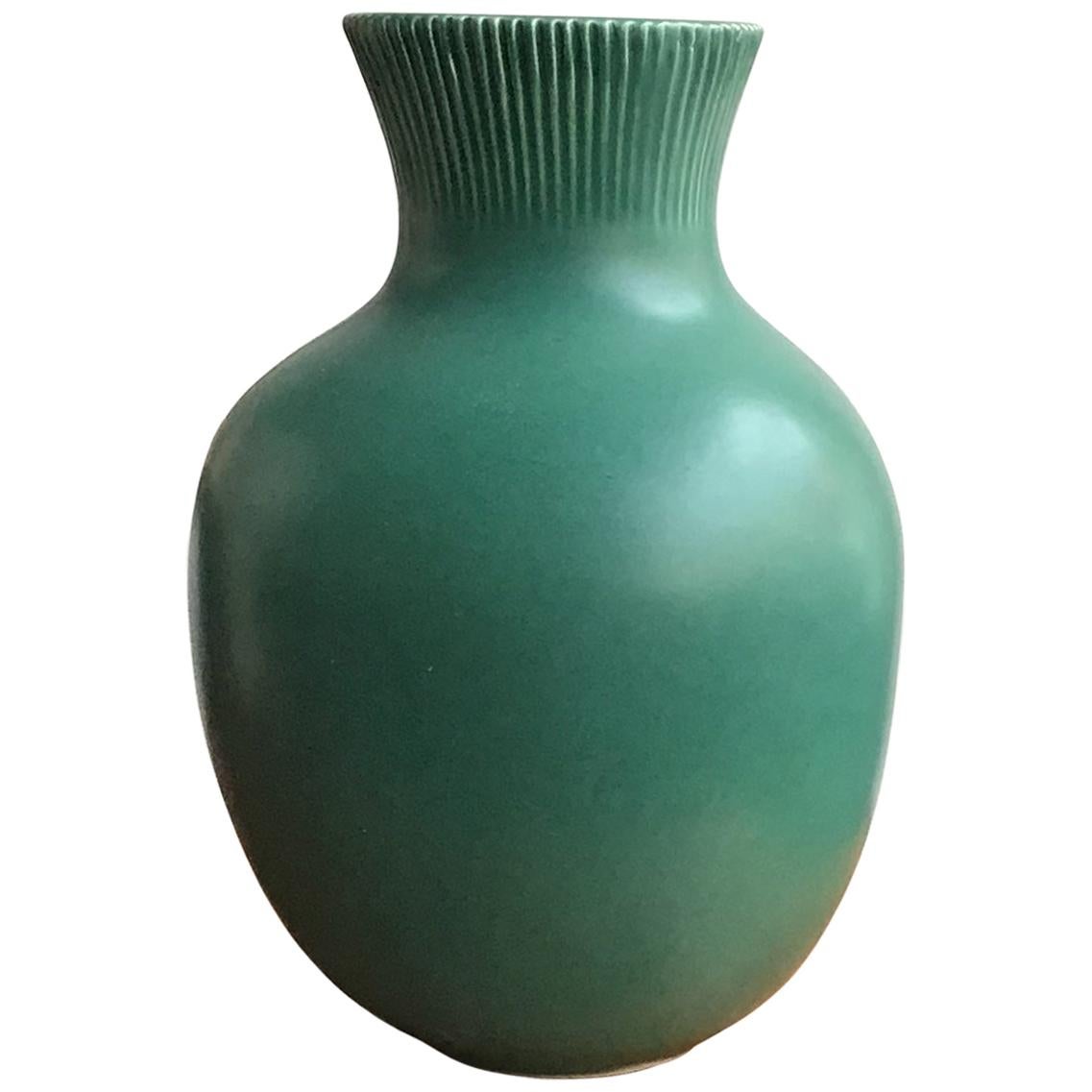 Richard Ginori Giovanni Gariboldi Vase Green Ceramic 1950 Italy 