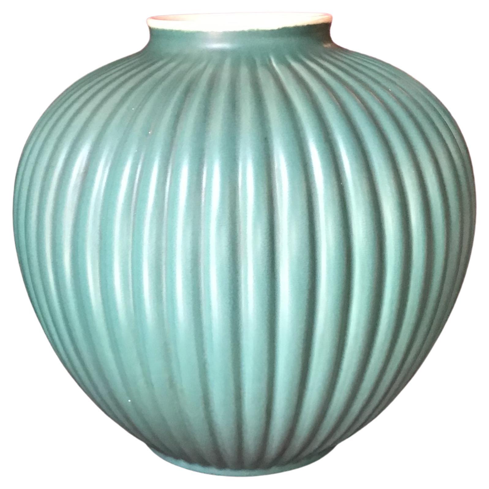 Richard Ginori Giovanni Gariboldi Vase Green Ceramic 1950 Italy