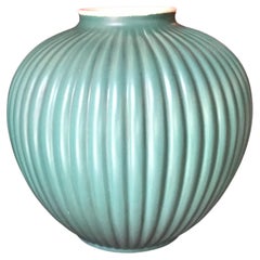 Retro Richard Ginori Giovanni Gariboldi Vase Green Ceramic 1950 Italy