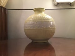 Richard Ginori Giovanni Gariboldi Vase Yellow White Ceramic, 1945, Italy