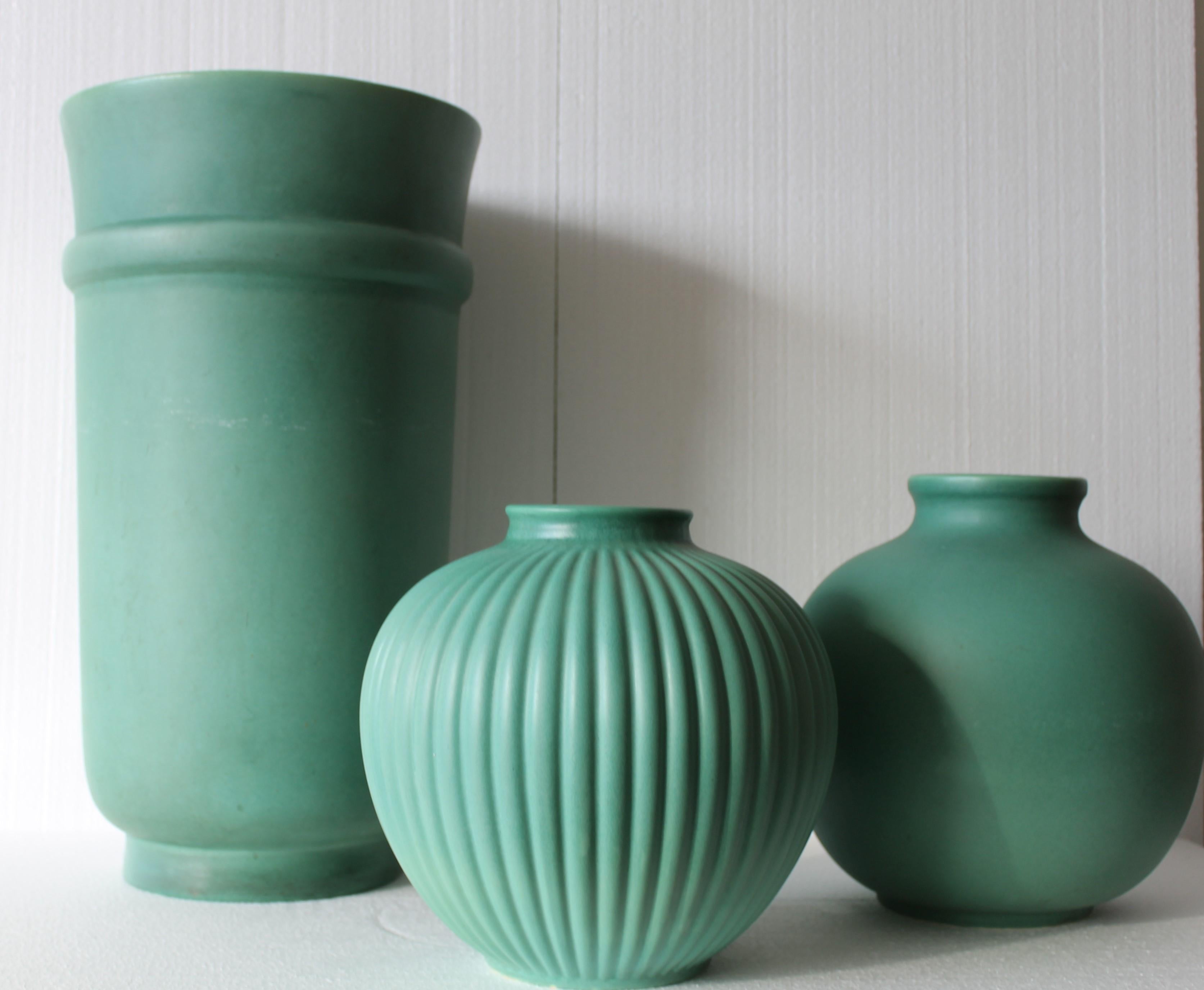 Richard Ginori Green Ceramic Vase by Giovanni Gariboldi, Italy 1950s 3