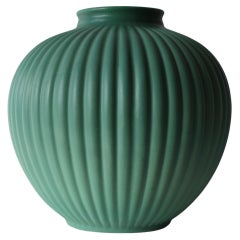 Richard Ginori Green Ceramic Vase by Giovanni Gariboldi, Italy 1950s