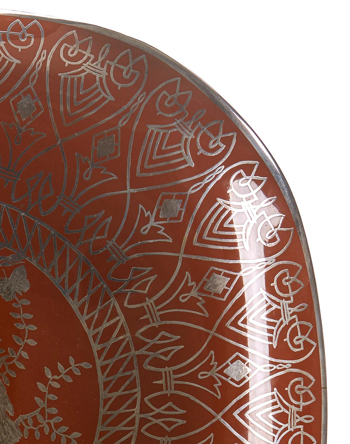 European Richard Ginori Italian Art Deco Silver Overlaid Ceramic Bowl