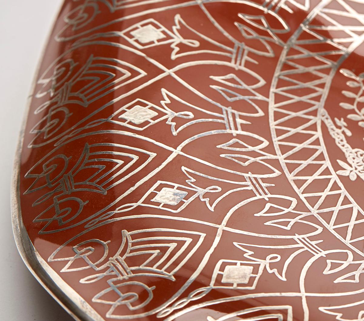 Richard Ginori Italian Art Deco Silver Overlaid Ceramic Bowl In Good Condition In Bishop's Stortford, Hertfordshire