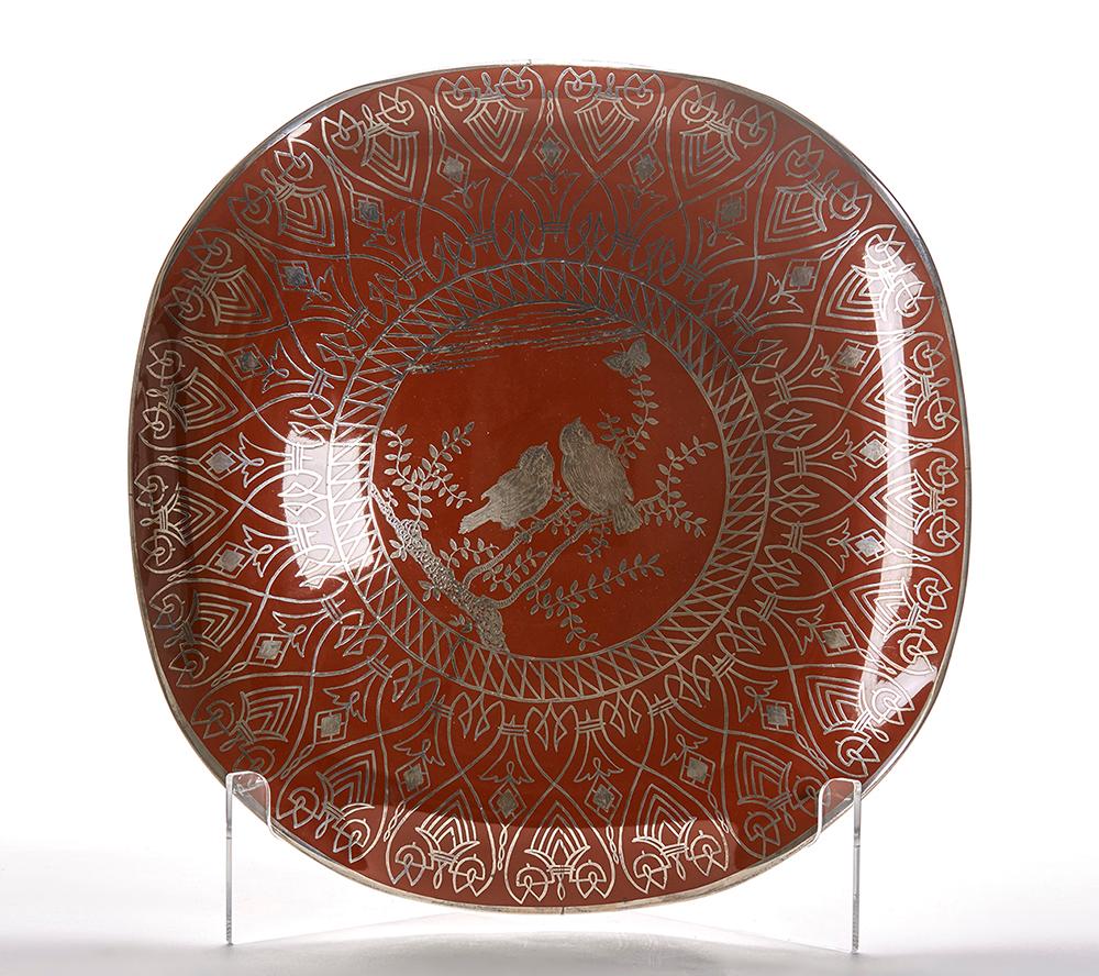 Richard Ginori Italian Art Deco Silver Overlaid Ceramic Bowl 1