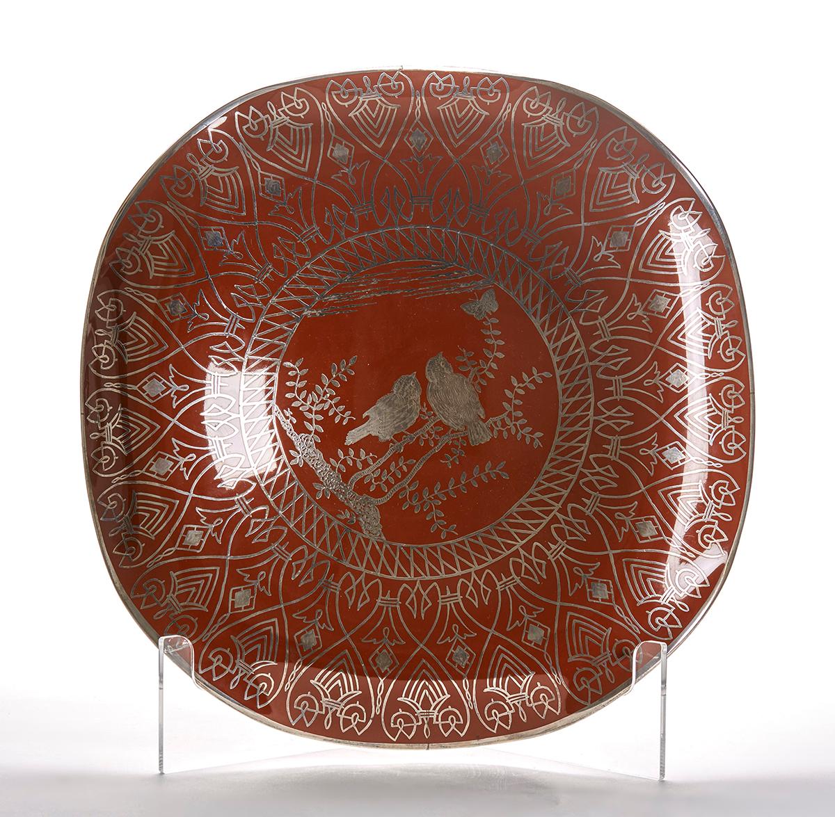 Richard Ginori Italian Art Deco Silver Overlaid Ceramic Bowl 2