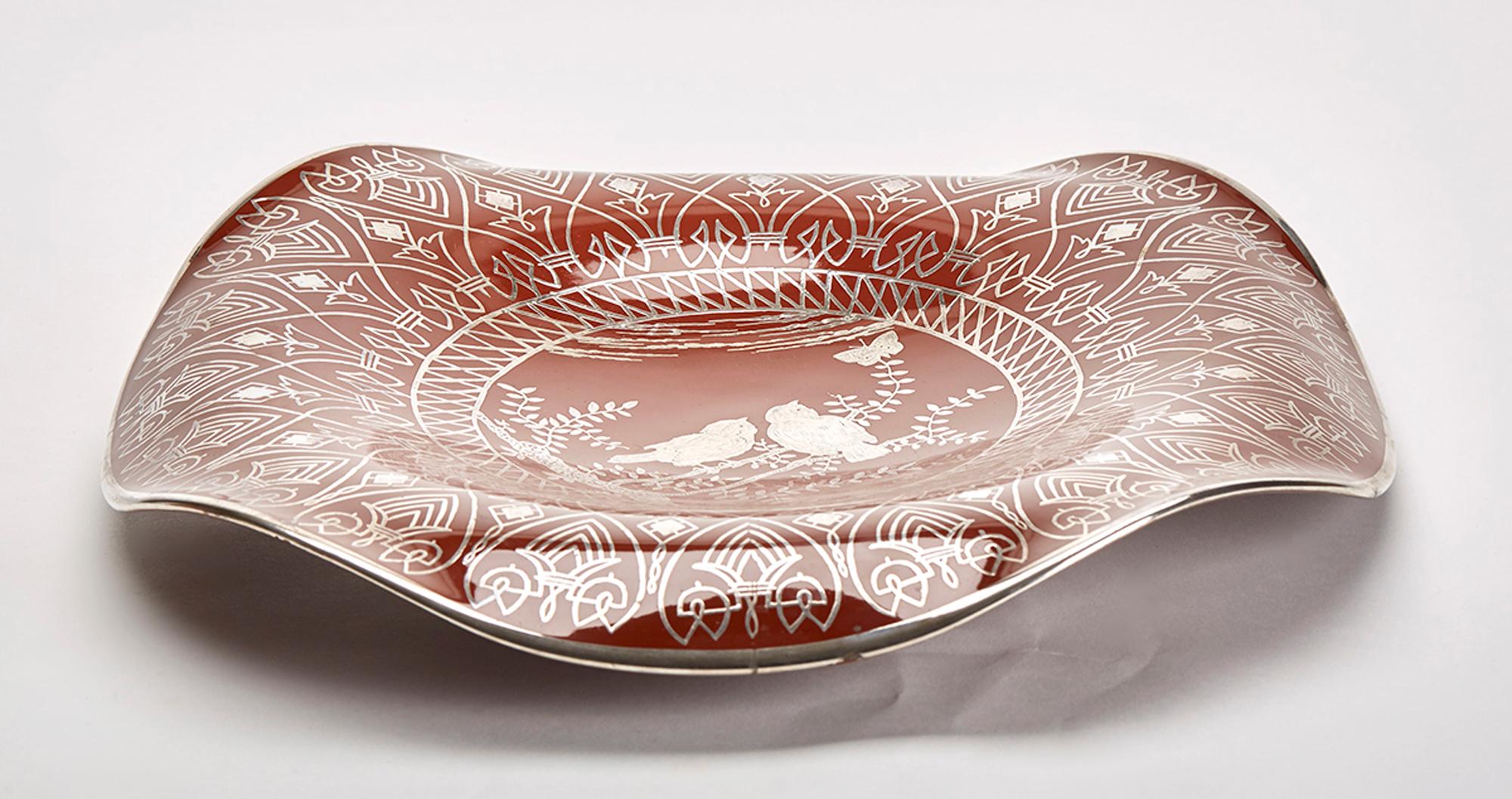 Richard Ginori Italian Art Deco Silver Overlaid Ceramic Bowl 3