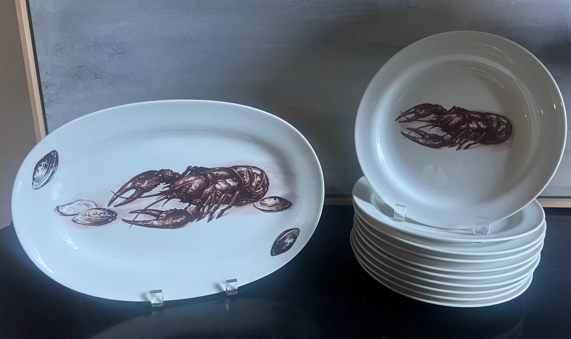 Modern Richard Ginori Italian Lobster Service, Set of 11, c. 1970's