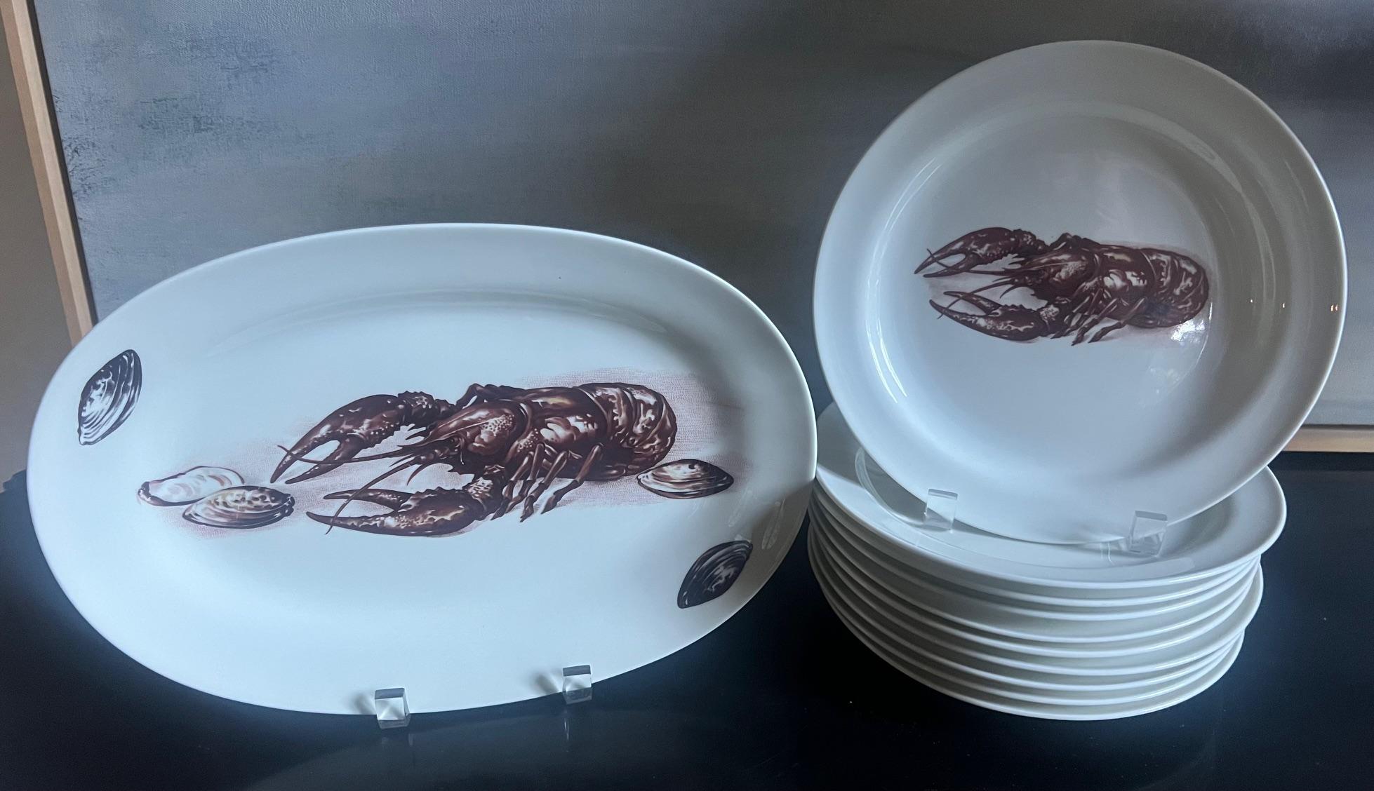 Richard Ginori Italian Lobster Service, Set of 11, c. 1970's 1