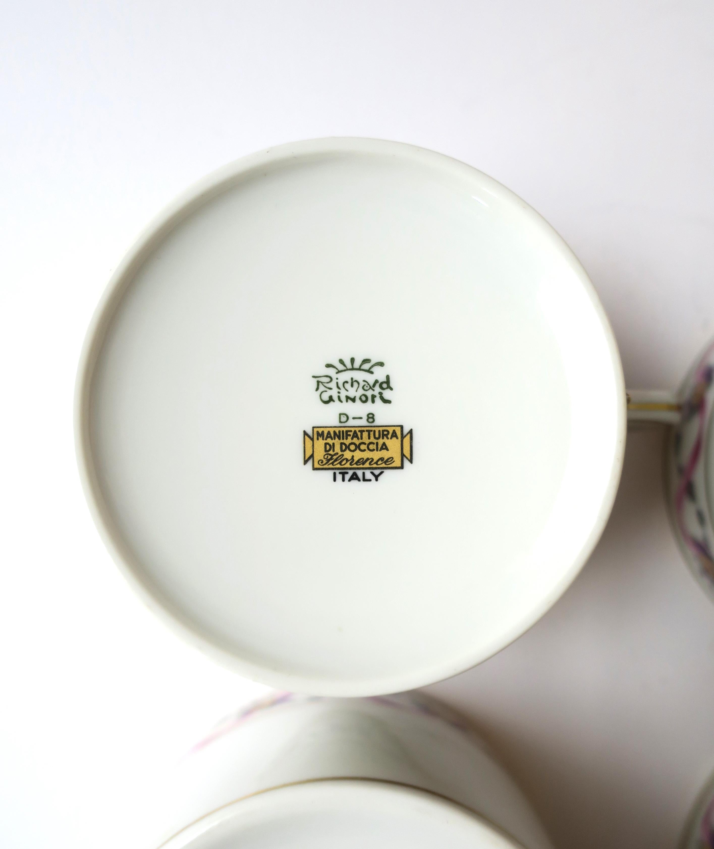 Richard Ginori Italian Porcelain Coffee or Teacups, Set of 4 For Sale 4