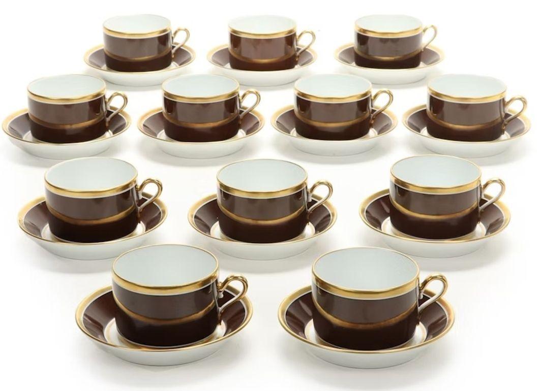 Richard Ginori Italian Porcelain Coffee Tea Cup Brown & Gold 1 of 16 Available For Sale 5