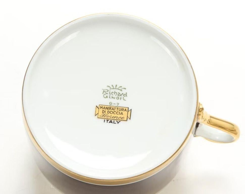 Richard Ginori Italian Porcelain Coffee Tea Cup Brown & Gold 1 of 16 Available In Good Condition For Sale In North Hollywood, CA
