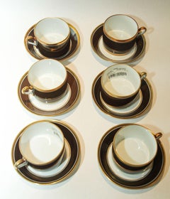 Richard Ginori Italian Porcelain Coffee Tea Cup Brown & Gold 1 of 16 Available
