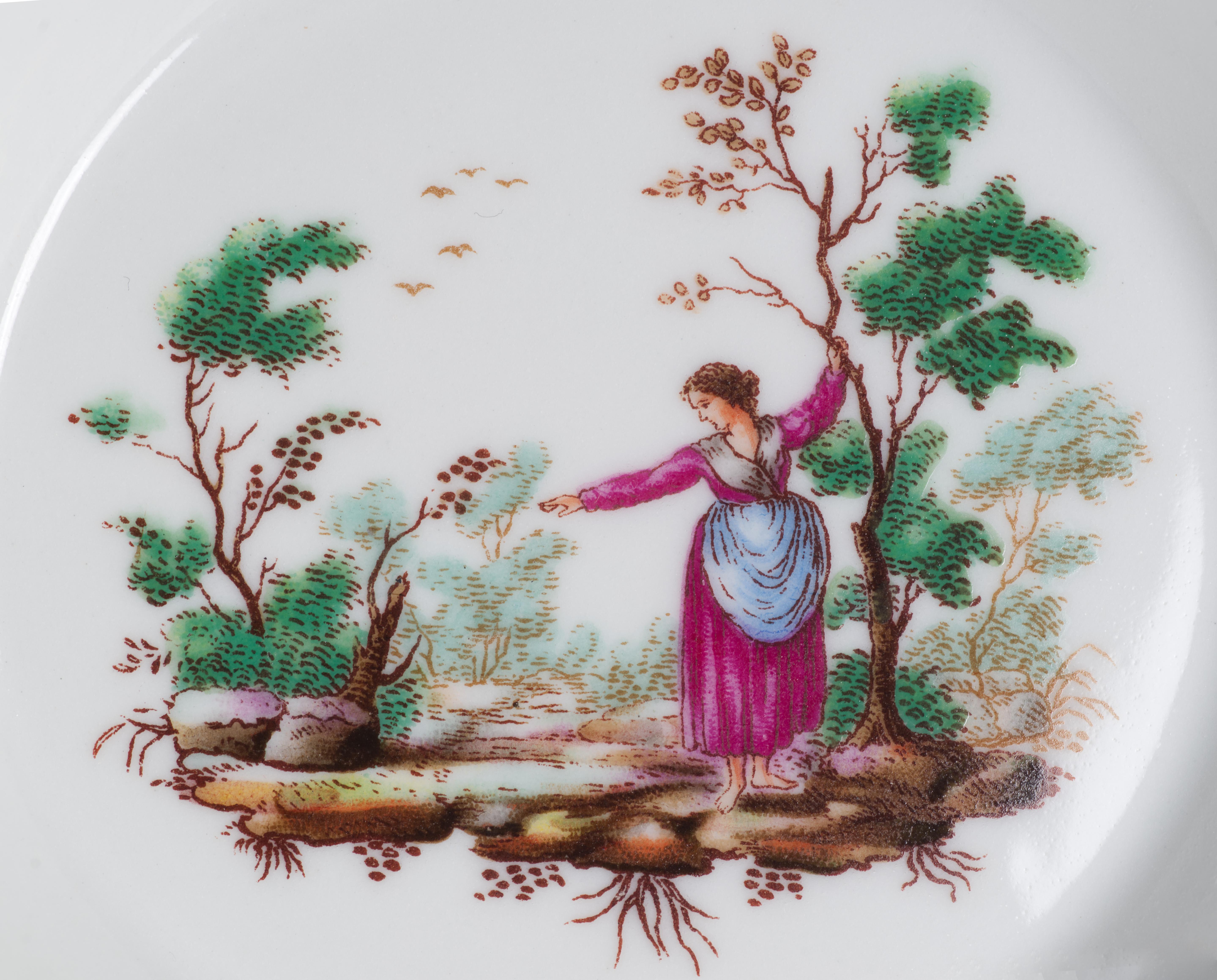 Demitasse-Tasse und Untertasse-Set „Italian Scene“ von Richard Ginori, Italien, Mantua, Demitasse (20. Jahrhundert) im Angebot