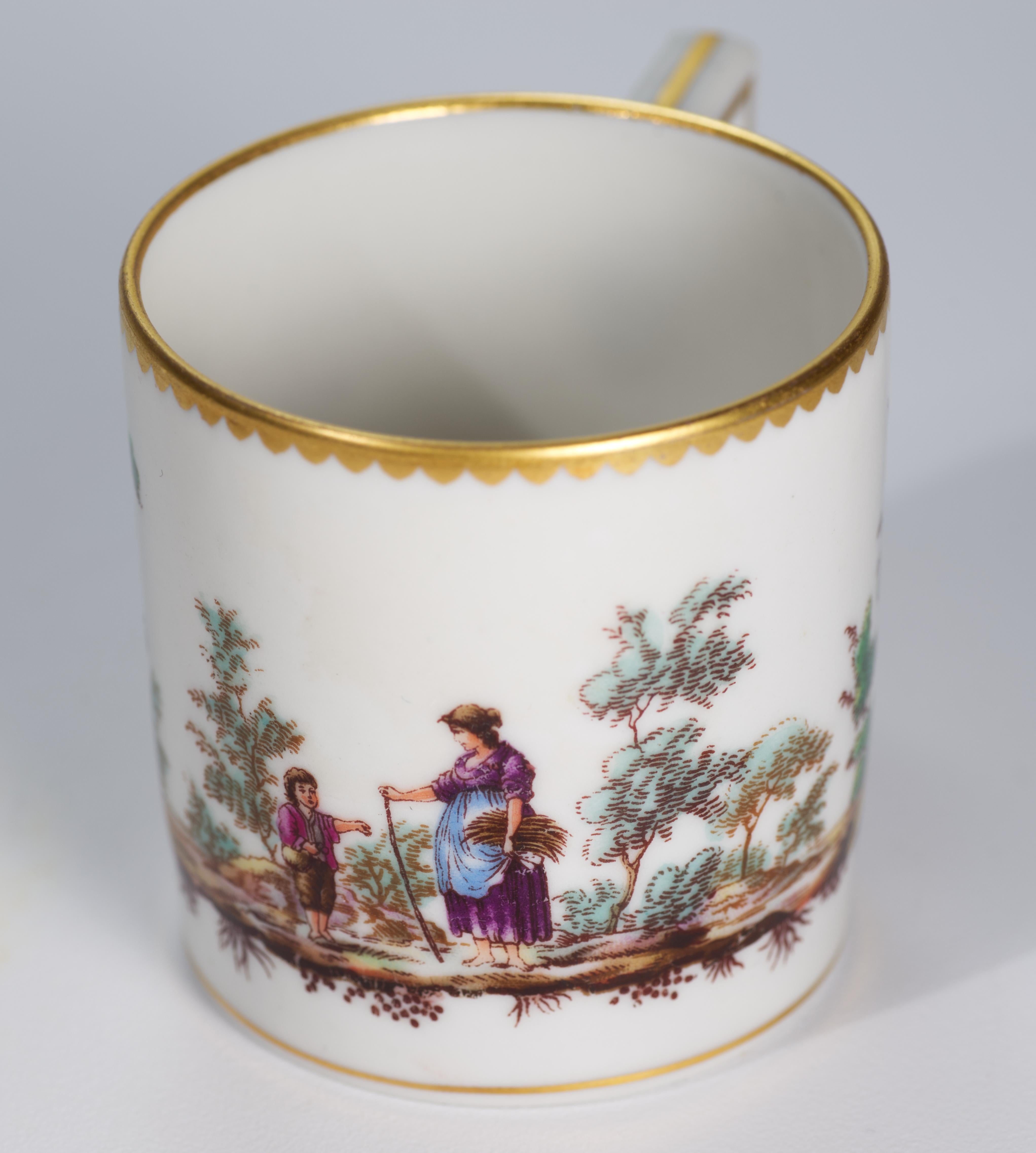 Demitasse-Tasse und Untertasse-Set „Italian Scene“ von Richard Ginori, Italien, Mantua, Demitasse im Angebot 1
