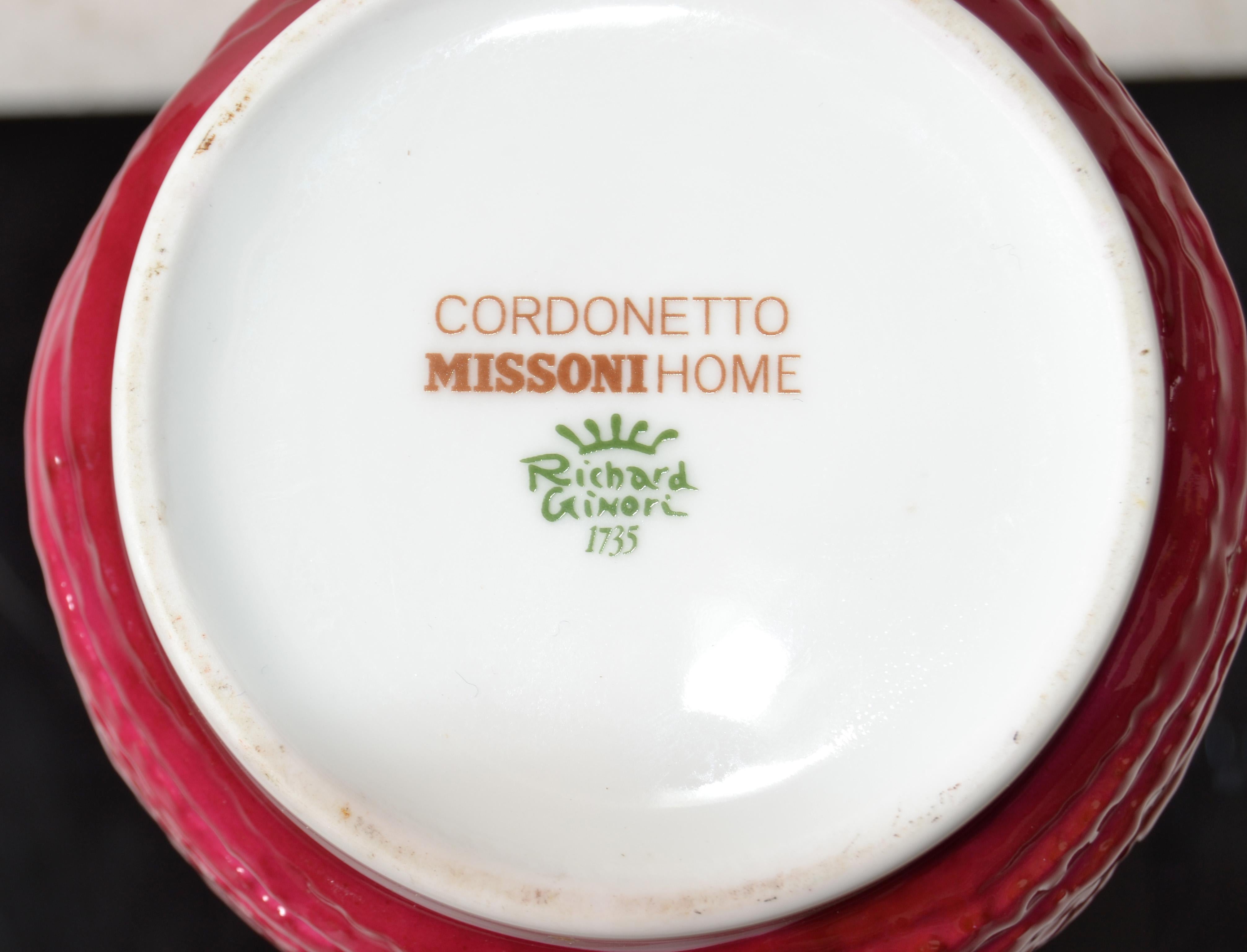 Richard Ginori Italy Porcelain Pink Rope Vase Cordonetto Missoni Home Coastal For Sale 2