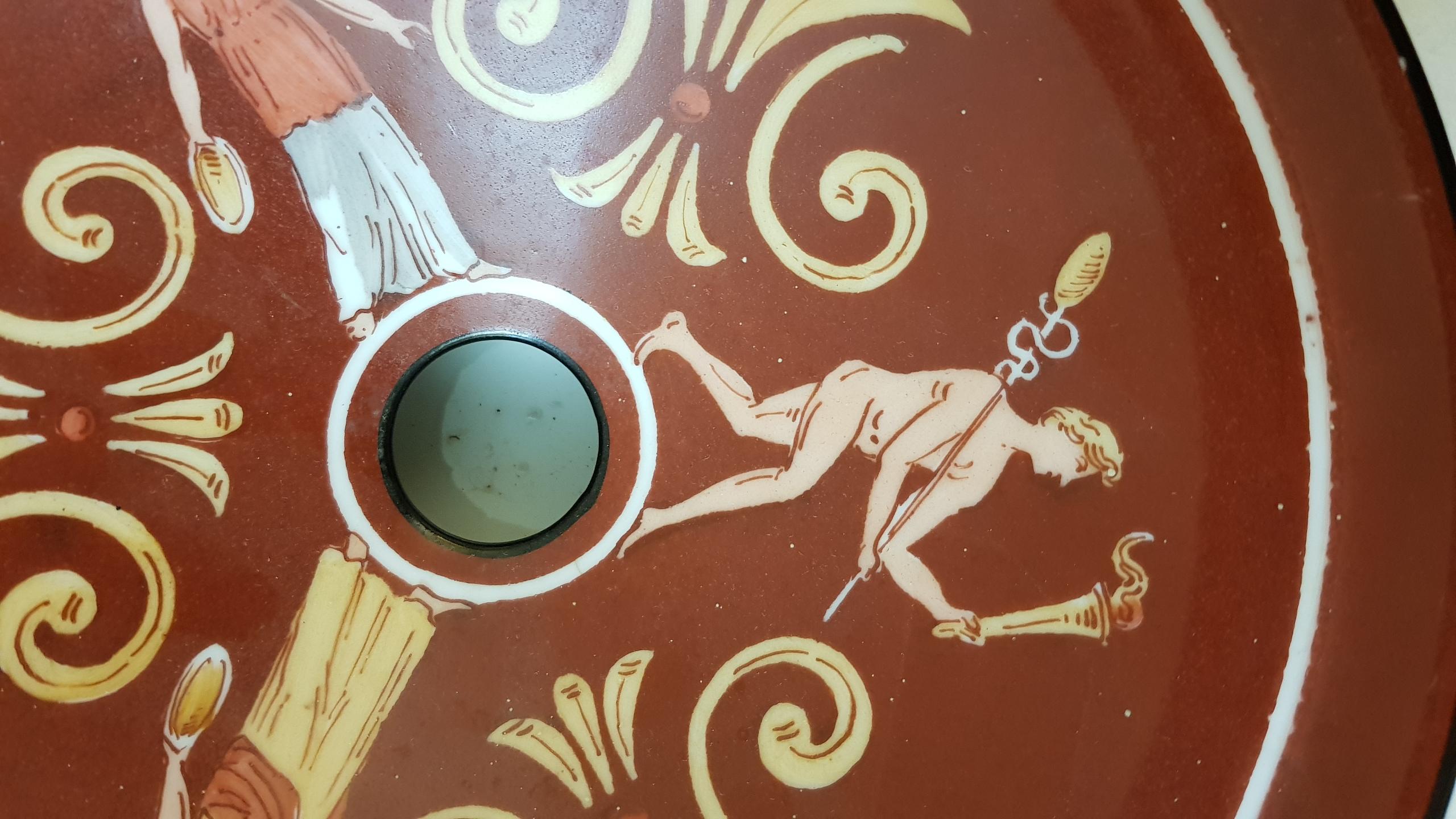 Richard Ginori Art Deco Red Italian Spitton Ceramic with Archeological Motifs 2