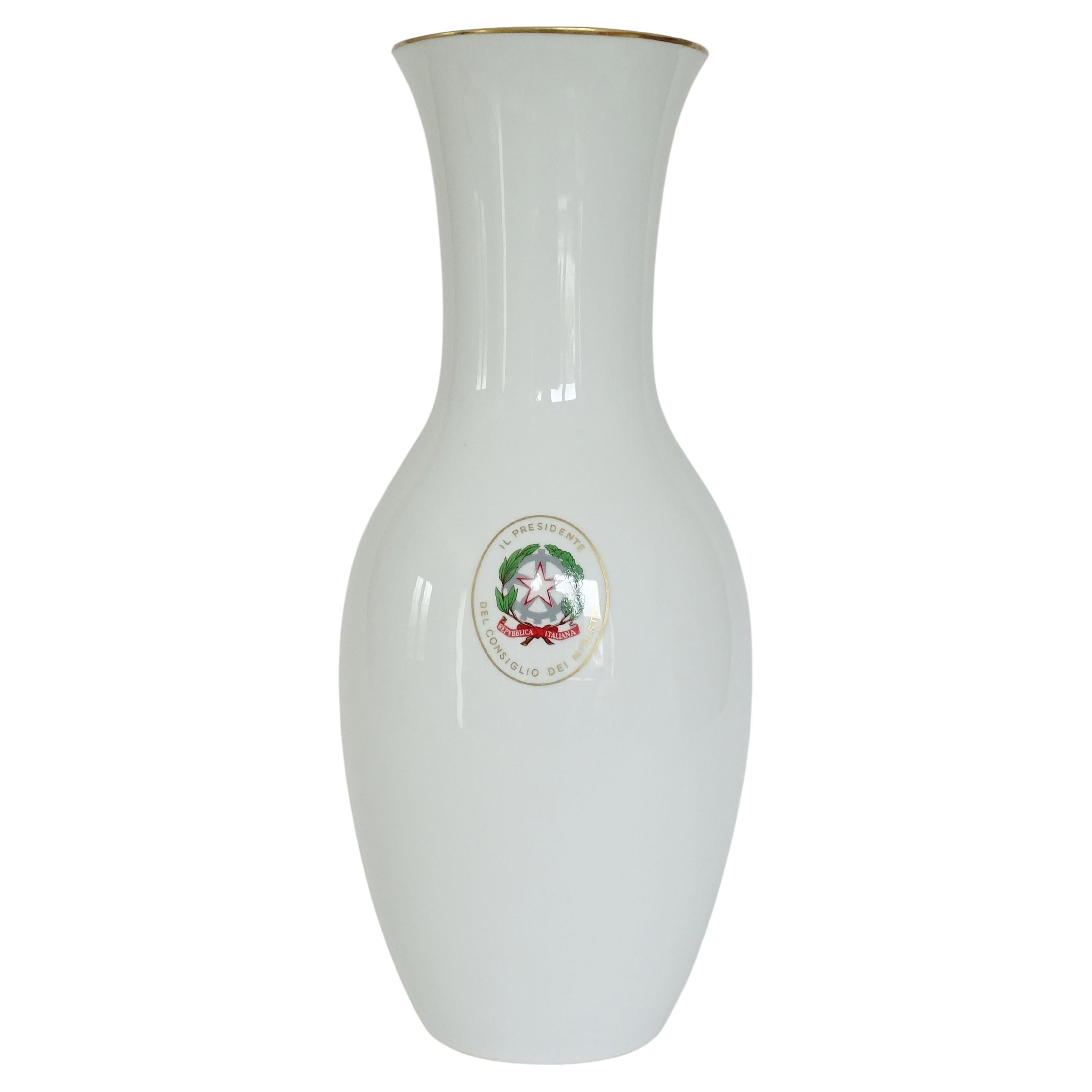 Richard Ginori Large Vase with the Italian Prime Minister Stem, Italy 1980s