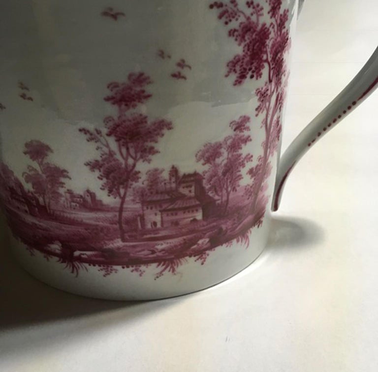 Hand-Crafted Richard Ginori Late 18th Century Porcelain Tea Pot with Hand Painted Landscapes For Sale