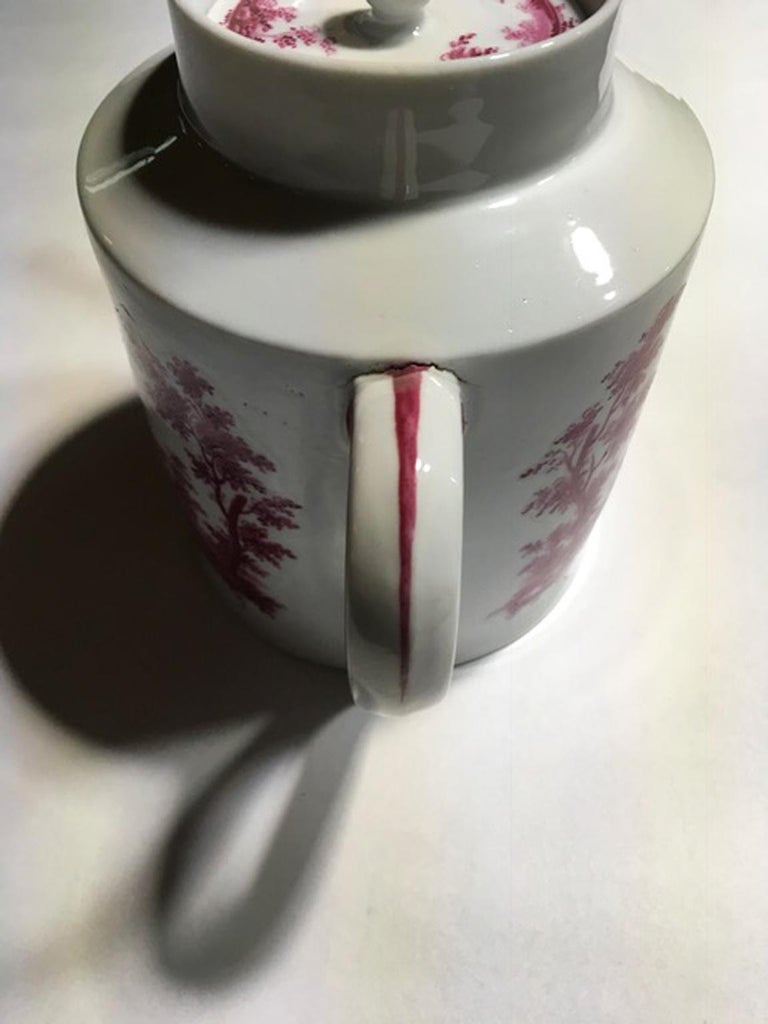 Richard Ginori Late 18th Century Porcelain Tea Pot with Hand Painted Landscapes For Sale 2