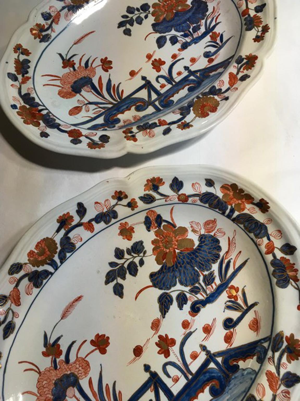 Italy Richard Ginori Mid-18th Century Pair of Porcelain Trays or Serving Dishes 3