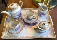 Richard Ginori Mid-18th Century Porcelain Coffee Set Hand Painted Landscapes