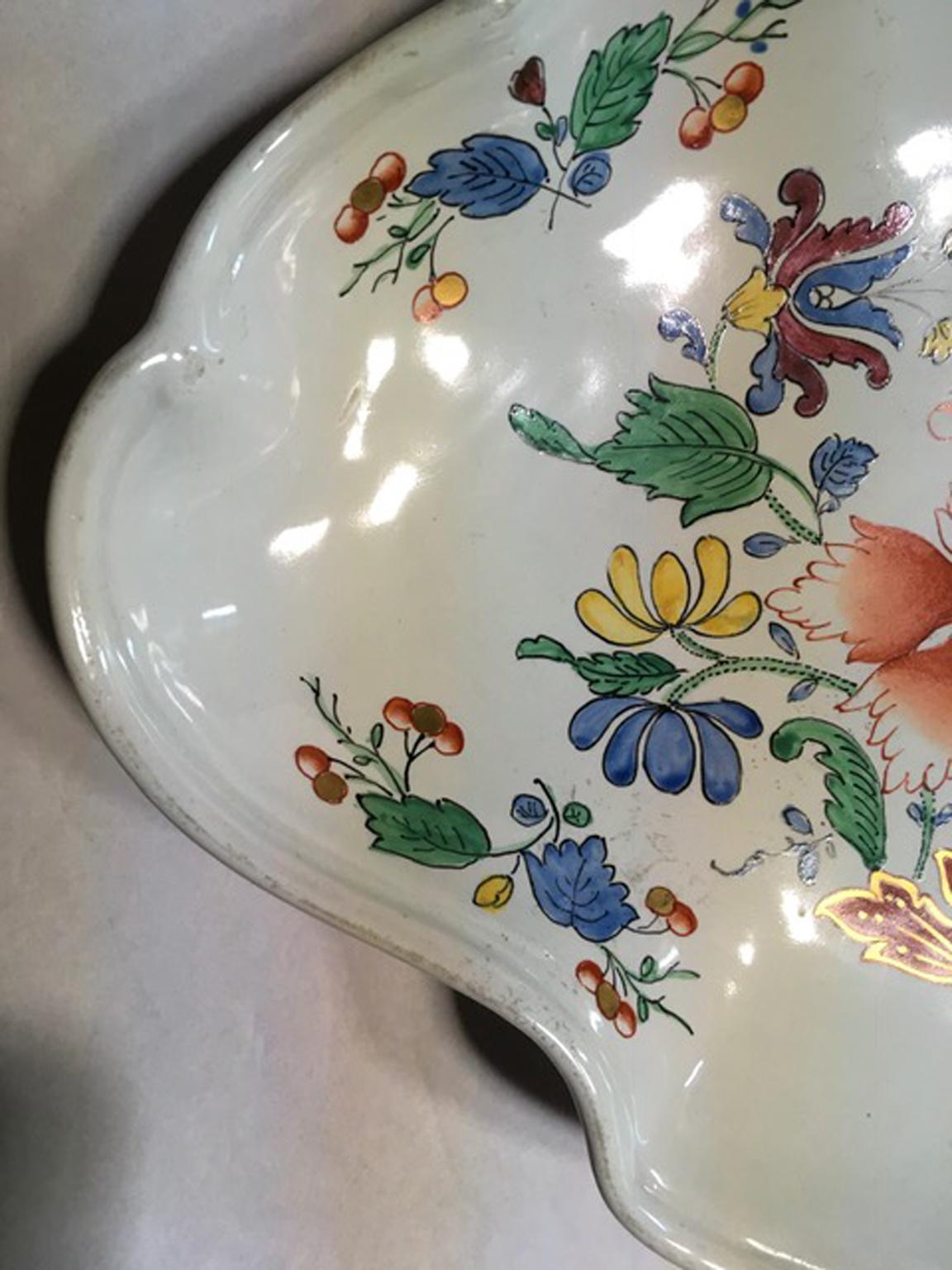 Italy Richard Ginori Mid-18th Century Porcelain Hand Painted Tulip Decor Bowl For Sale 6
